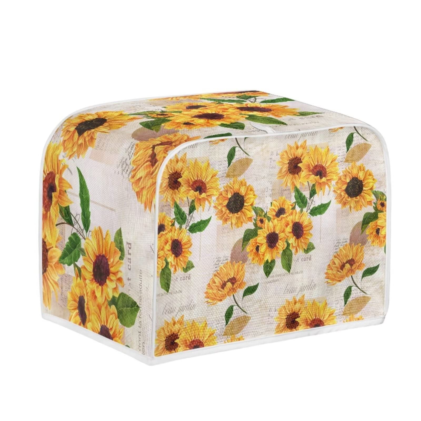 Vintage Sunflower Toaster Cover - 2 Slice Bread Toaster Oven Dustproof & Waterproof Cover - Kitchen Appliance Protector for Fingerprint & Dust Protection - Perfect for Home, Kitchen & Small Appliance Organization