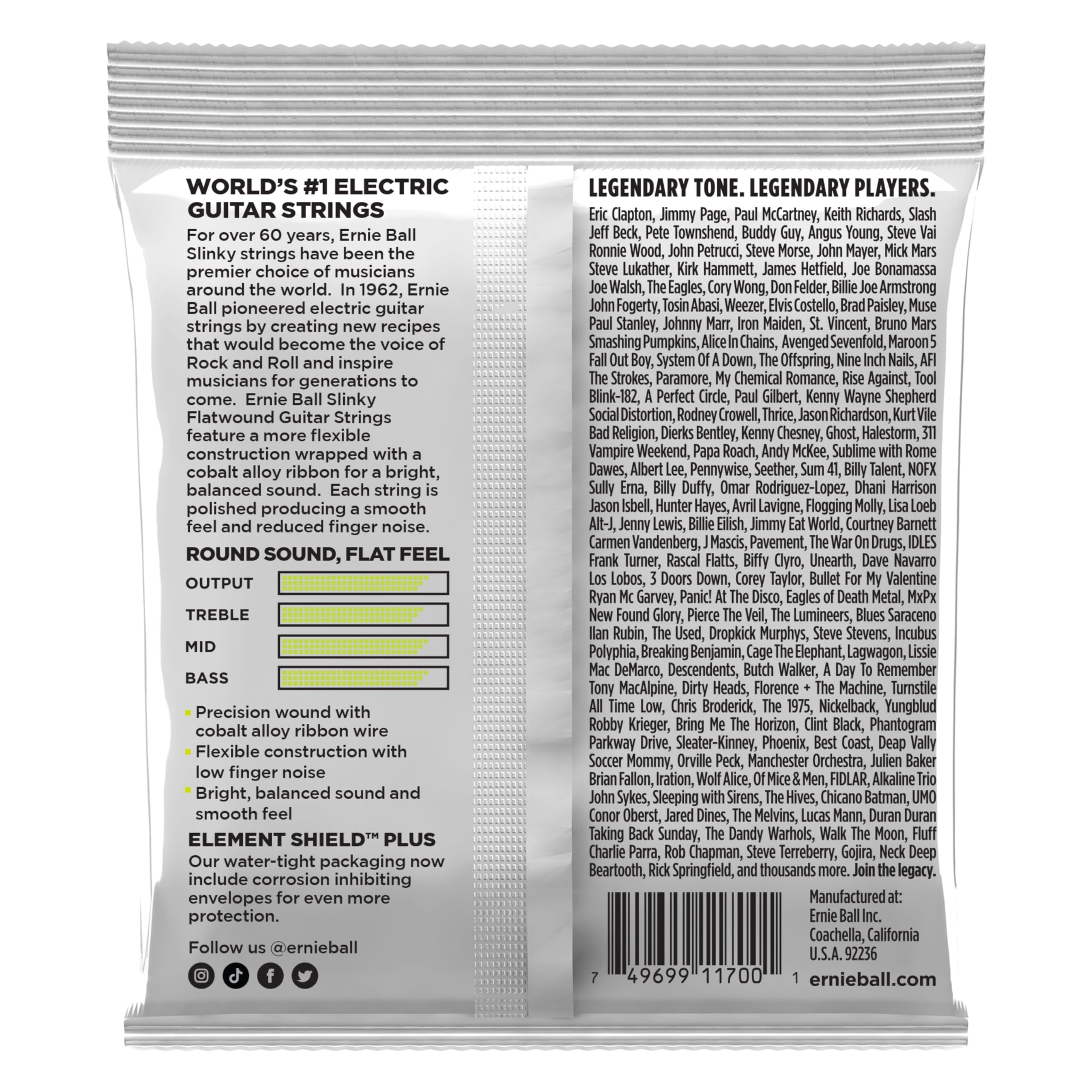 Ernie Ball Regular Slinky Flatwound Electric Guitar Strings 10-46 Gauge (P02591) - Perfect for Jazz, Blues & Studio Recording - Smooth Feel & Warm Tone
