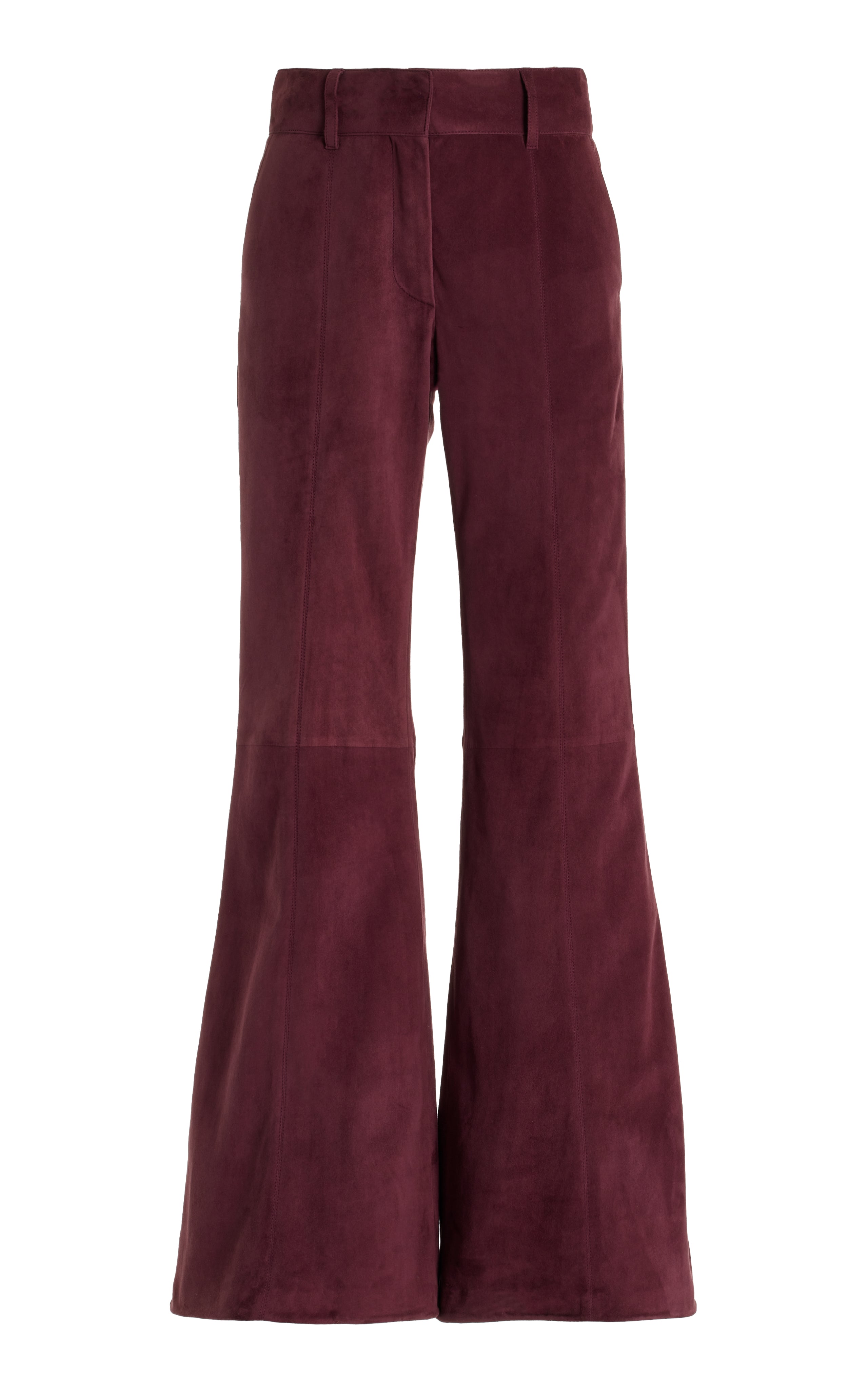 Rhein Women's Deep Bordeaux Suede Pant - Elegant Stretch Slim Fit Trousers for Work, Office & Evening Out