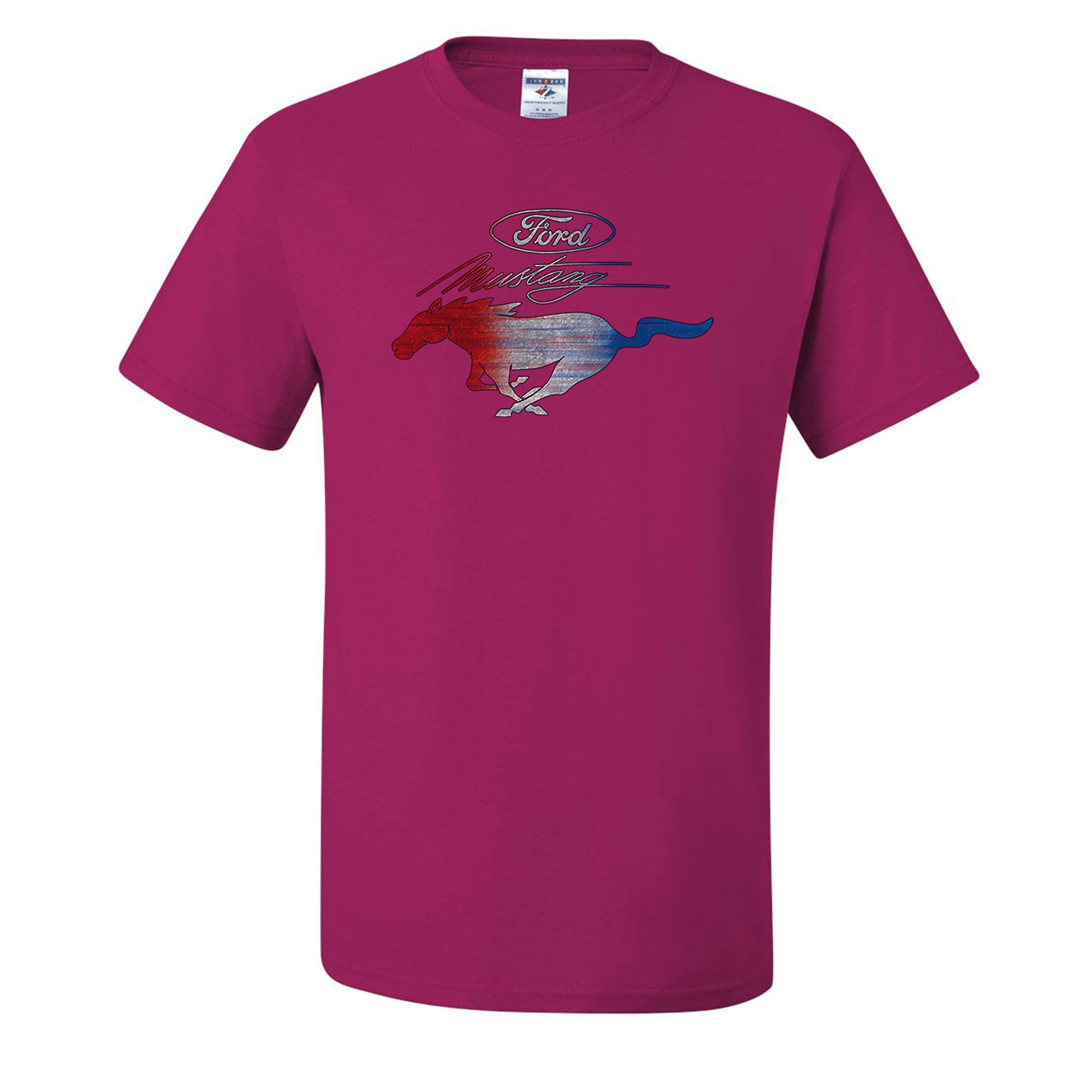 Official Ford Mustang Pony American Flag T-Shirt for Men - Licensed US Patriotic Graphic Tee - Perfect for Car Enthusiasts, Independence Day & Casual Wear