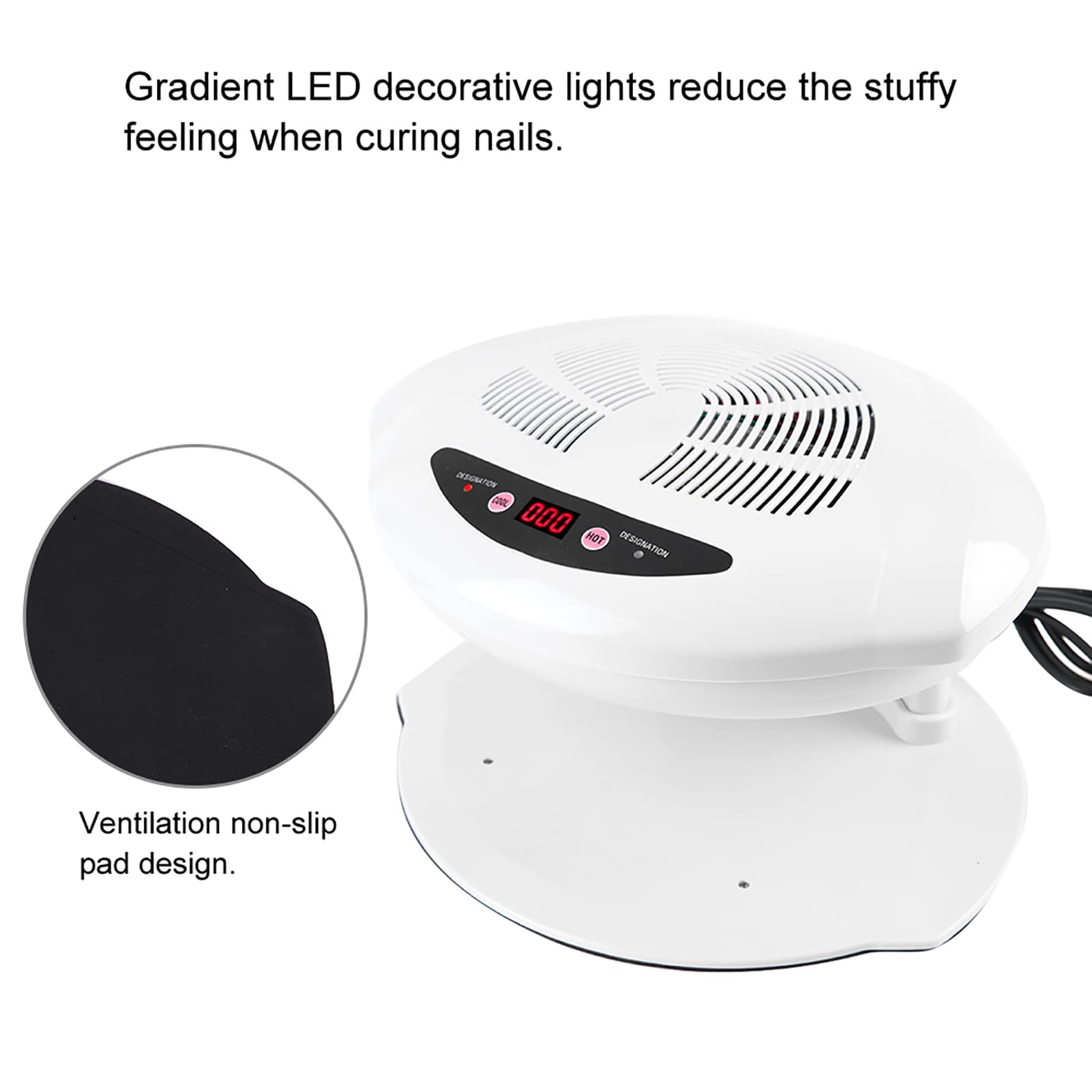 ANGGREK Professional Nail Dryer Fan - Fast Drying Hot & Cold Air Nail Polish Dryer for Manicures, White (US Plug) | Perfect for Home Salons, Nail Art Studios & Quick Polish Drying
