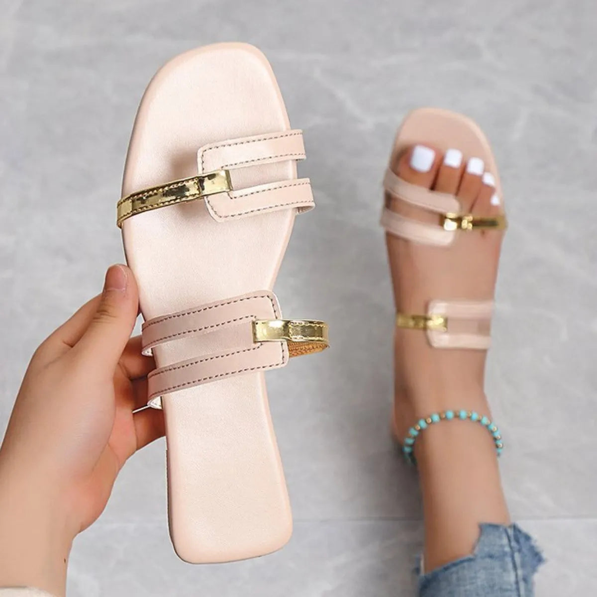 Breathable Open Toe Flats Sandals for Women - Comfortable Summer Casual Shoes for Walking, Beach, Travel & Outdoor Activities