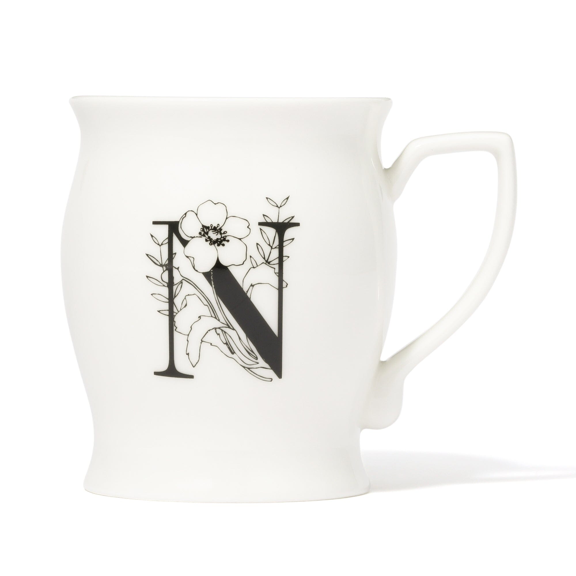 Initial Mug Flower - Personalized Ceramic Coffee Cup with Floral Design - Perfect for Gifts, Home Decor & Office Use