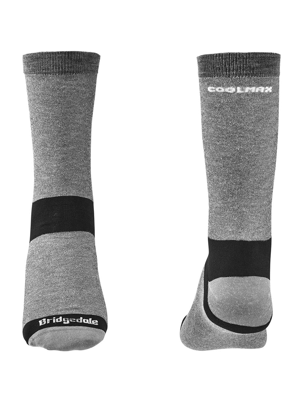 Bridgedale Men's Coolmax Moisture-Wicking Base Layer Liner Socks - 2 Pack for Hiking, Running & Outdoor Activities
