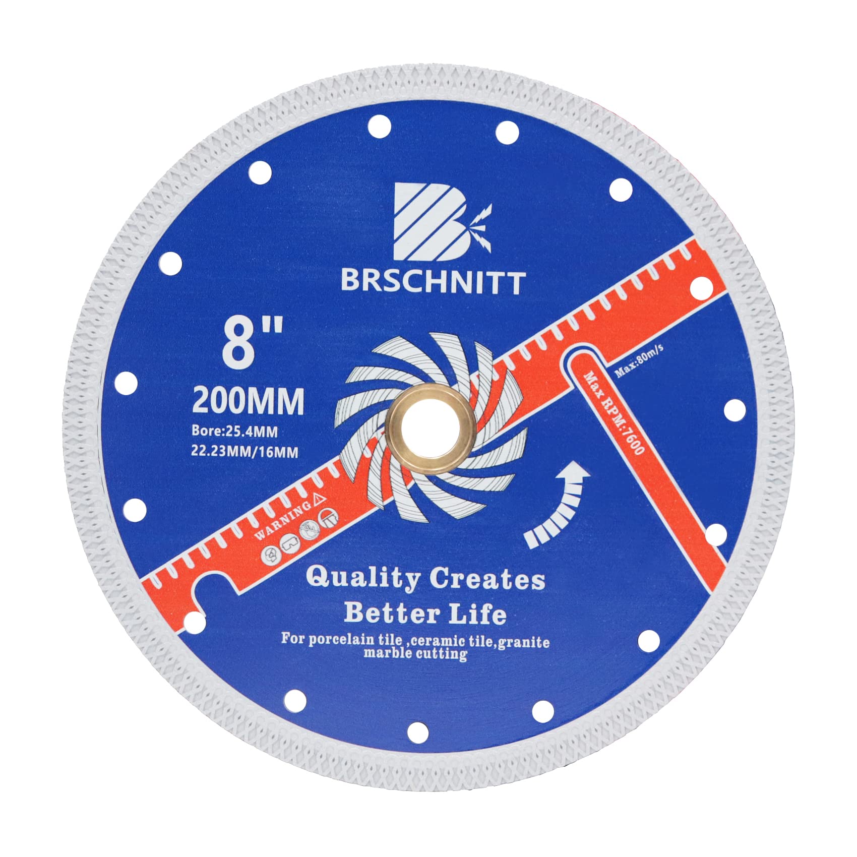 8 Inch (200mm) Diamond Porcelain Saw Blade - Ultra Thin Design with X Teeth, 1