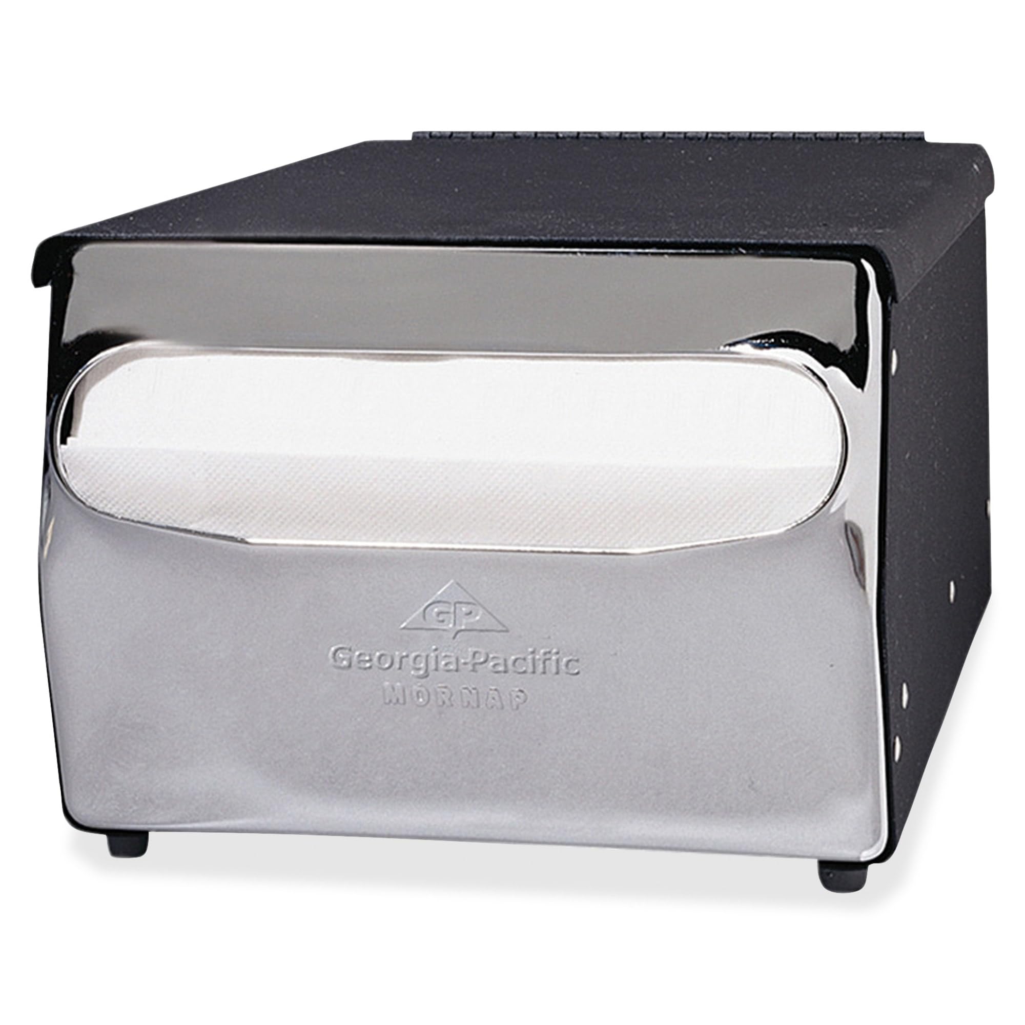 MorNap Black & Chrome Full Fold Cafeteria Napkin Dispenser - 6 Pack for Restaurants, Offices & Commercial Kitchens