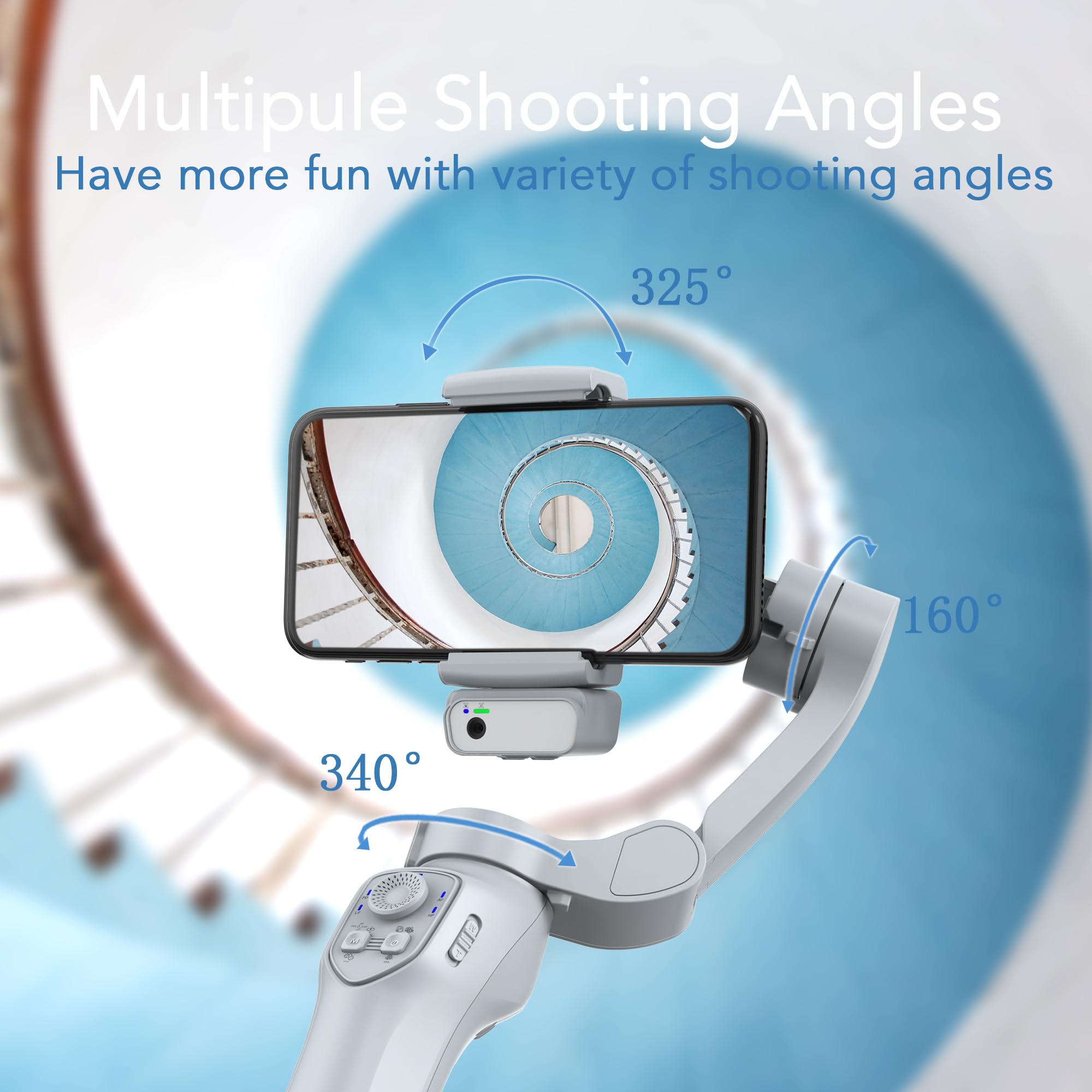 3-Axis Magnetic AI Smartphone Gimbal Stabilizer with Fill Light - Active Tracker for Android & iPhone - Perfect for TikTok, YouTube Vlogging, Video Recording & Content Creation