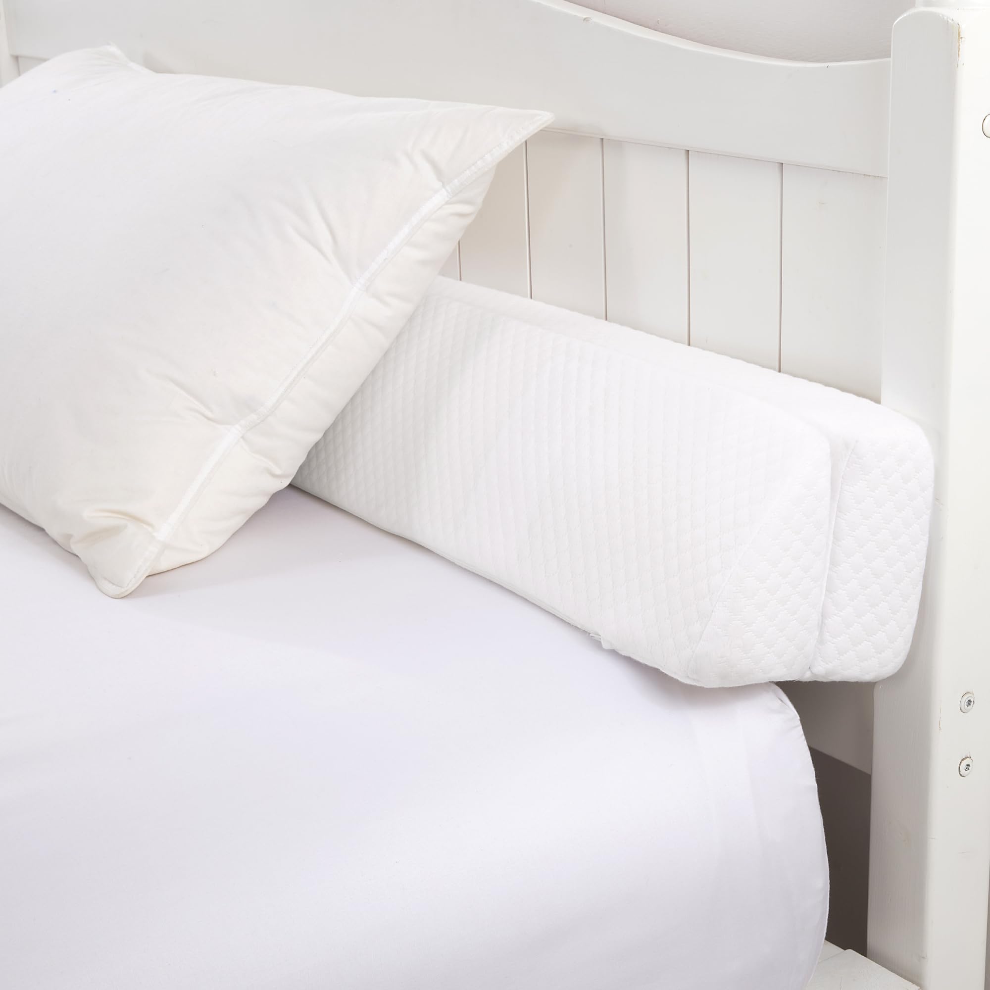 HOMBYS Foldable Wedge Pillow for Bed Gap - Queen Size Headboard Gap Filler, Multi-Functional Mattress Crack Pillow (0-7 Inch), White - Perfect for Adjustable Beds, Reading & Back Support