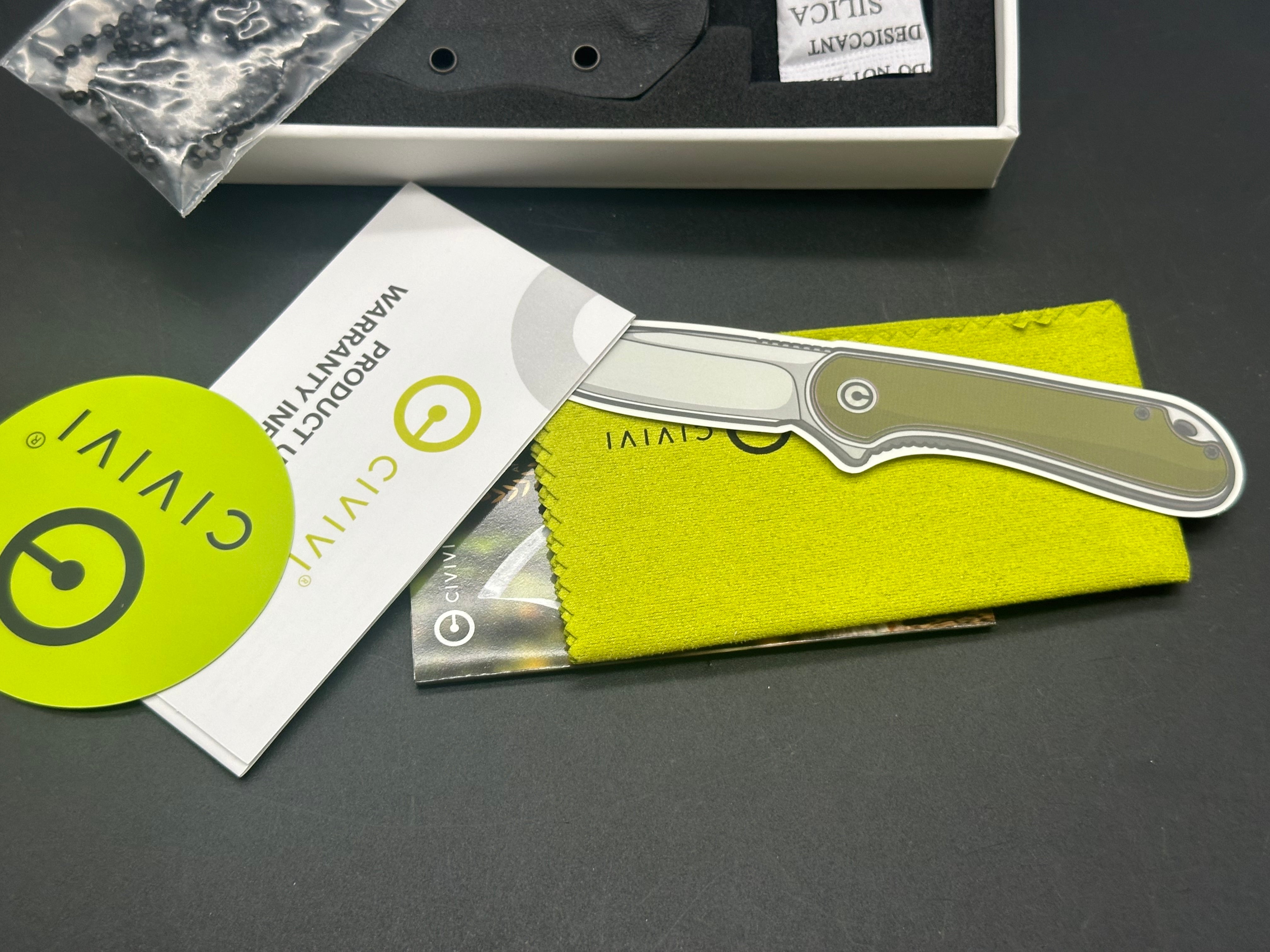 CIVIVI Mini Elementum Fixed Blade Knife - Dark Green Canvas Micarta Handle, Damascus Steel Drop Point - Perfect for Camping, Hiking & Outdoor Adventures