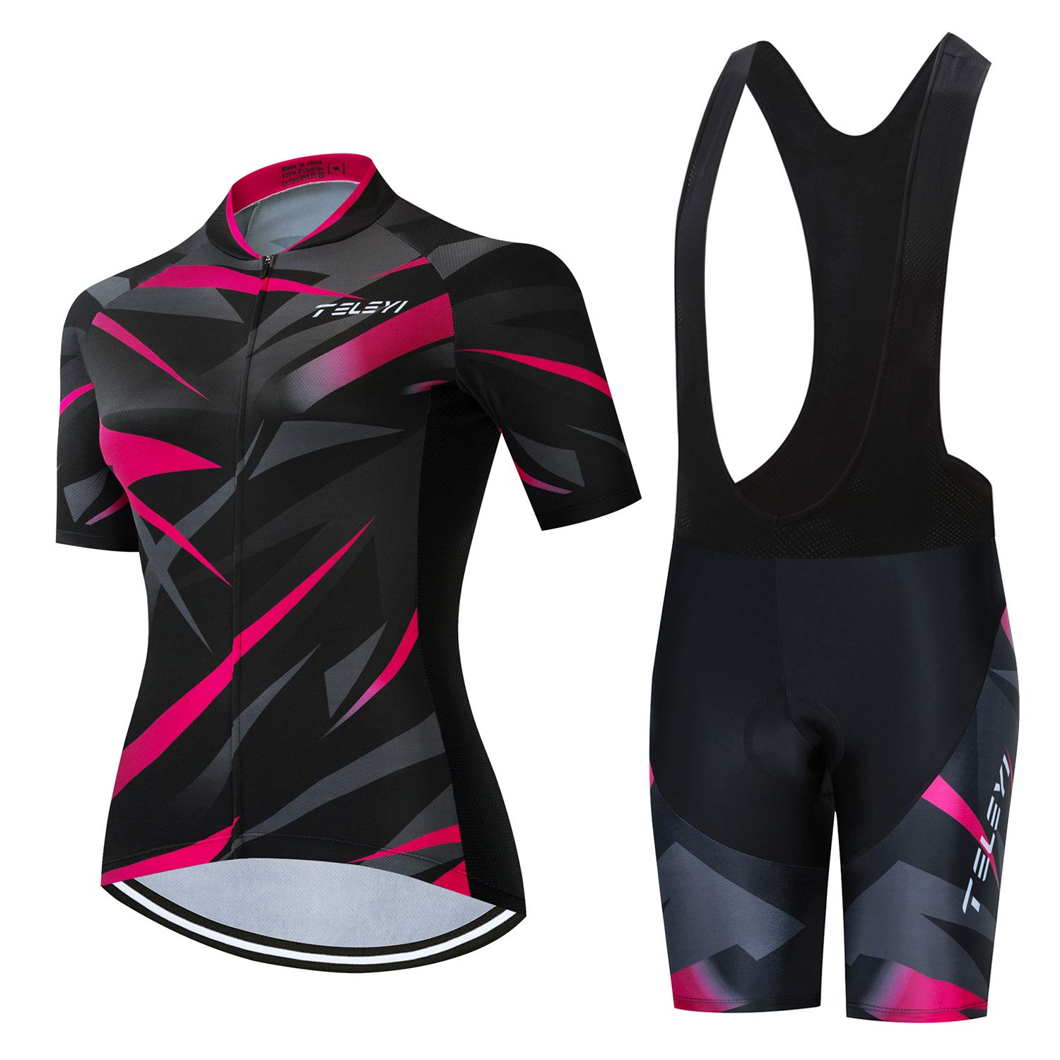 **Women's Breathable Cycling Jersey & Bib Shorts Set with 3D Gel Padded Short Sleeve - Comfortable Bicycle Clothing for Road & Mountain Biking**
