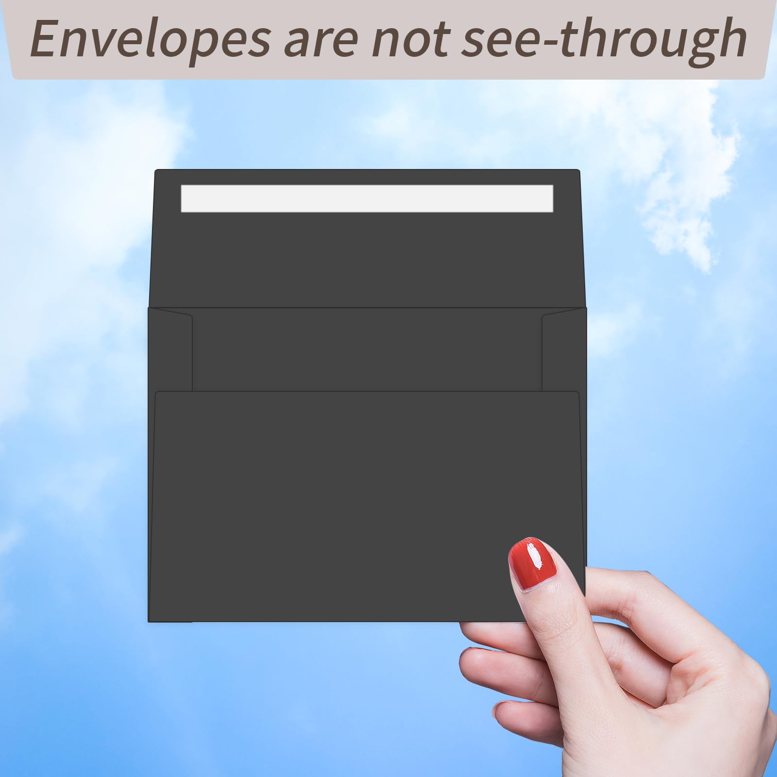 100 Pack 4x6 Self Seal Envelopes - A6 Size Invitation Envelopes for Wedding, Birthday, Baby Shower & Party Cards - Premium Black Stationery for Greeting Cards, RSVPs & Mailing (Black)