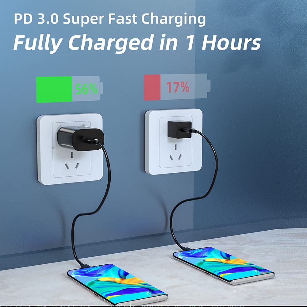 Fast Charging USB C Charger 25W PD Power Adapter with 6.6FT Super Type C Cable - Compatible with Samsung Galaxy S21/S20/S10/Note, LG & Android Phones - Perfect for Home, Office & Travel Charging