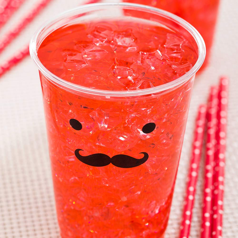 Restaurantware Visage 16oz Clear PET Plastic Cold Drink Cups (1000 Pack) - Disposable Party Cups with Monsieur Mustache Design for Birthday Parties, Weddings & Events | Perfect for Iced Coffee, Smoothies & Cocktails