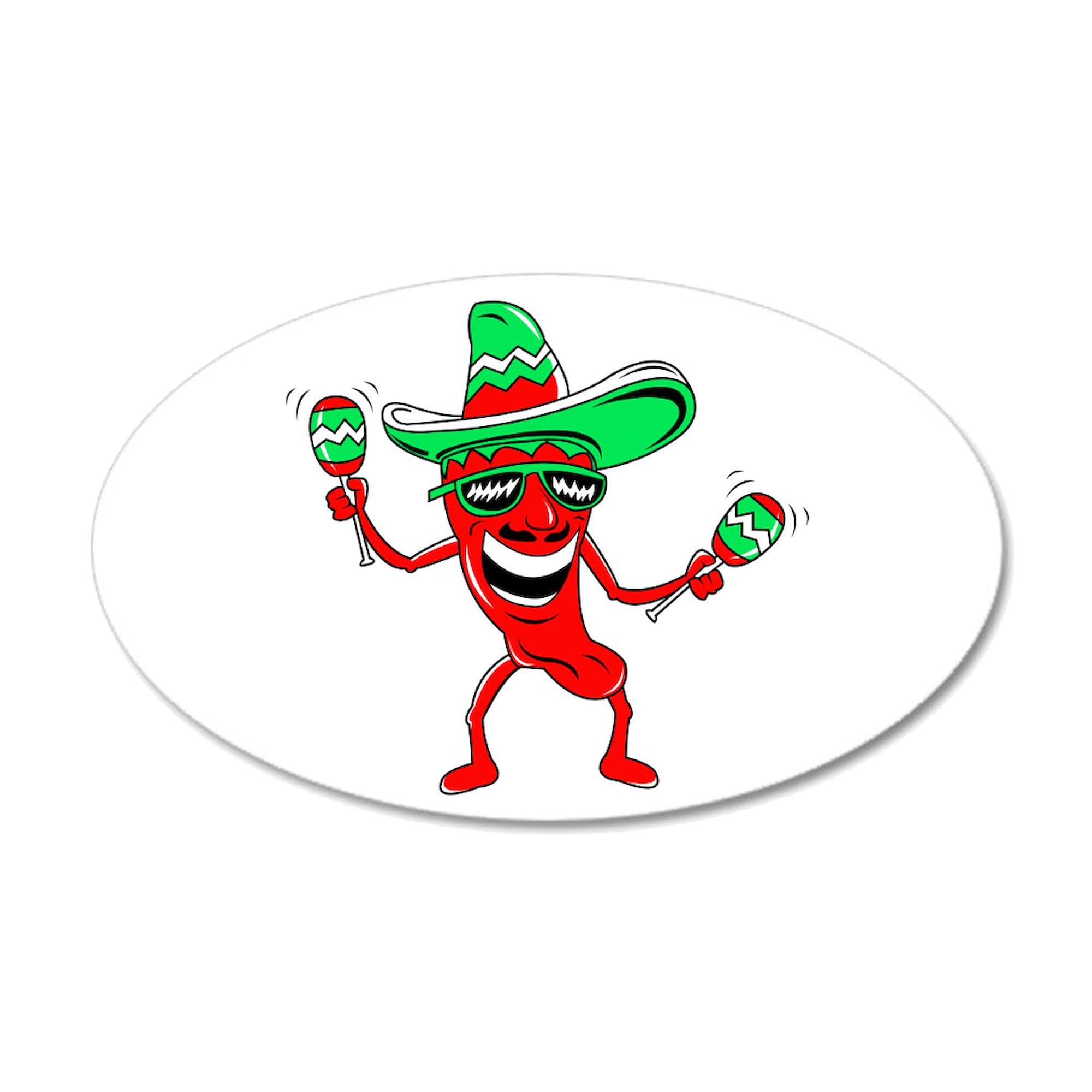 Pepper Maracas Sombrero Sunglasses Oval Wall Decal - 35