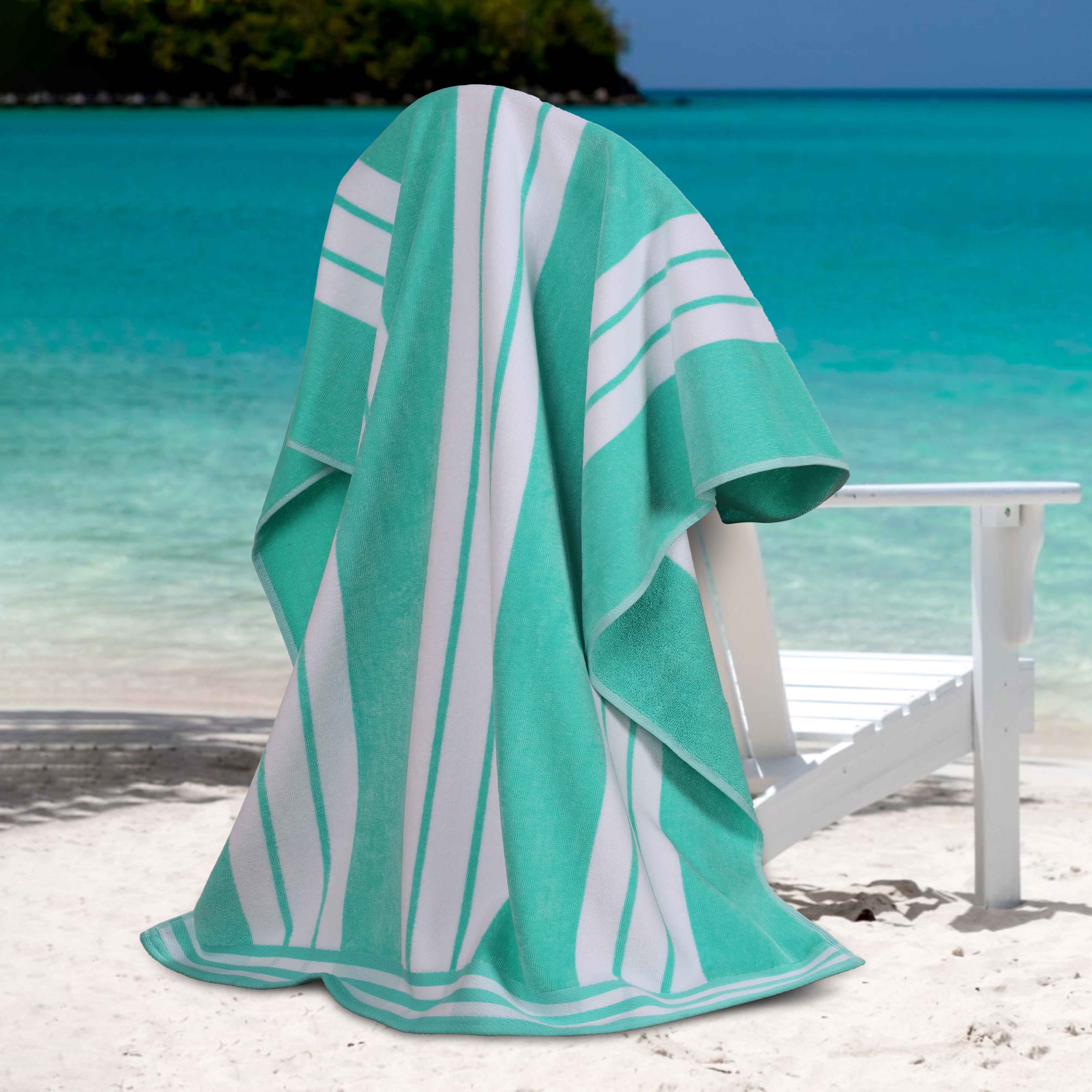 Premium Oversized Cabana Striped Cotton Beach Towel Set - 2, 4, or 6 Pack - Soft Quick-Dry Bath Towels for Pool, Beach, Vacation & Spa Days