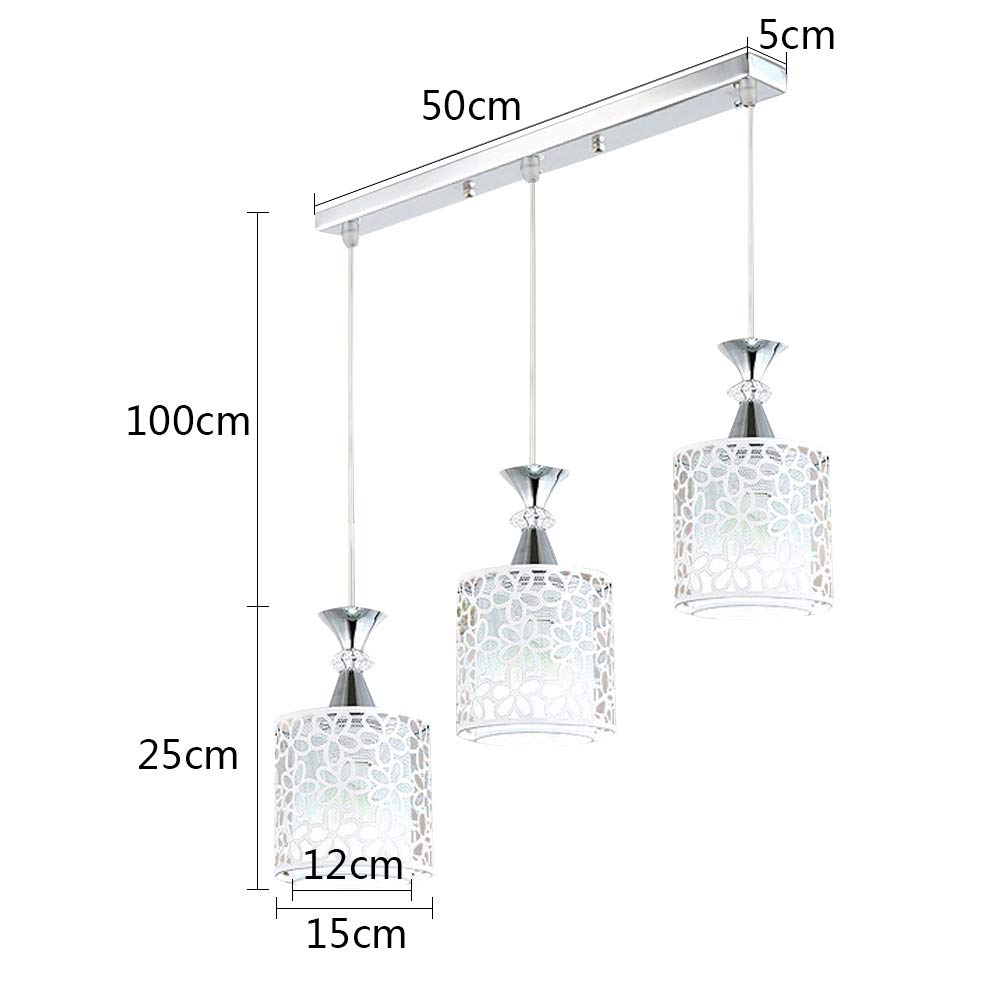 TBVECHI 3-Light Modern LED Pendant Lighting Fixture - Rectangular Chandelier with Petal Design, E27 Socket, Dimmable Ceiling Light for Dining Room, Kitchen Island, Living Room & Bedroom Decor