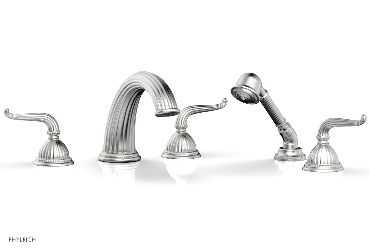 GEORGIAN & BARCELONA Deck Mounted Bathtub Faucet Set with Hand Shower and Lever Handles K2141P1 - Perfect for Modern Bathroom Renovations and Spa-Like Shower Experiences