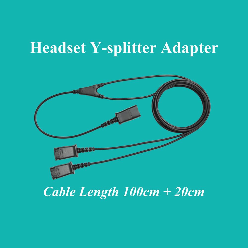 Plantronics QD Headset Y-Splitter Adapter - Dual 3.5mm Y-Cable Connector for Training & Call Center Headsets | Perfect for Team Coaching, Call Monitoring and Multi-Device Audio Sharing