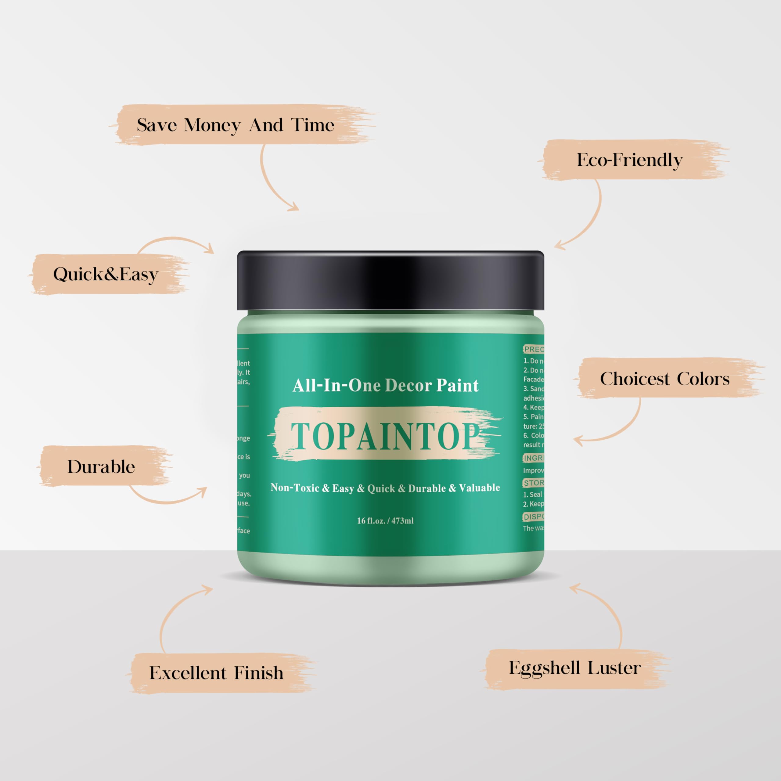 All-in-One Water-Based Wood Paint for Furniture, Cabinets & Doors - Light Green (16 Fl Oz) - Easy DIY Makeovers with Included Tools - Perfect for Home Renovation & Upcycling Projects