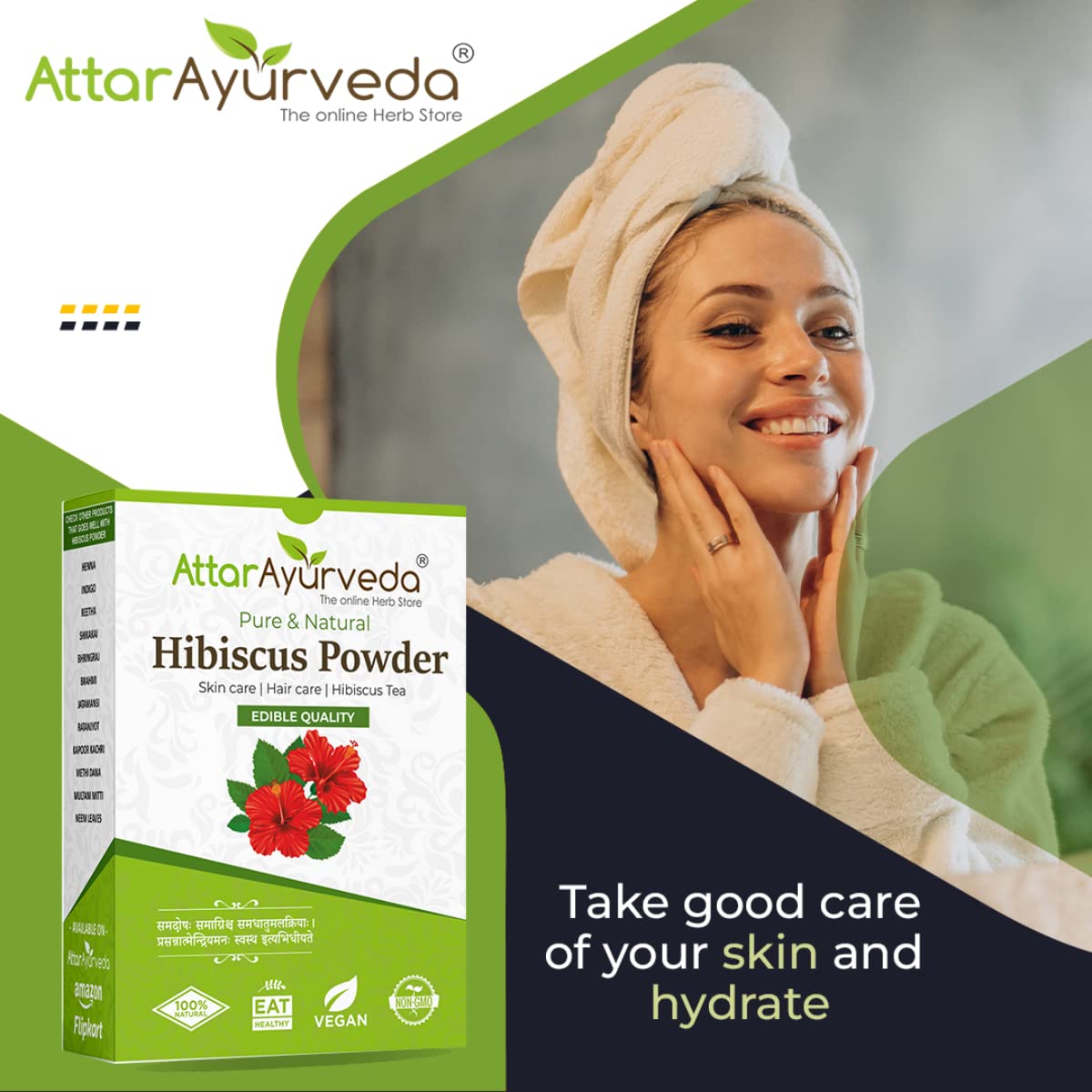 100% Pure Natural Hibiscus Powder for Hair Growth & Skin Care (100g) | Ayurvedic Gudhal Ka Phool Powder for DIY Hair Masks, Face Packs, Herbal Tea & Cooking | No Preservatives | Perfect for Natural Beauty Routines & Healthy Recipes