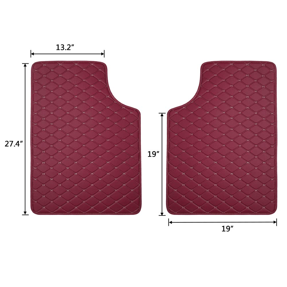 5-Piece Universal Leather Car Floor Mats Set - Non-Slip All Weather Protection for SUVs, Trucks & Vans (Front & Rear, Wine Red) | Durable & Stylish Interior Upgrade for Daily Commute & Road Trips