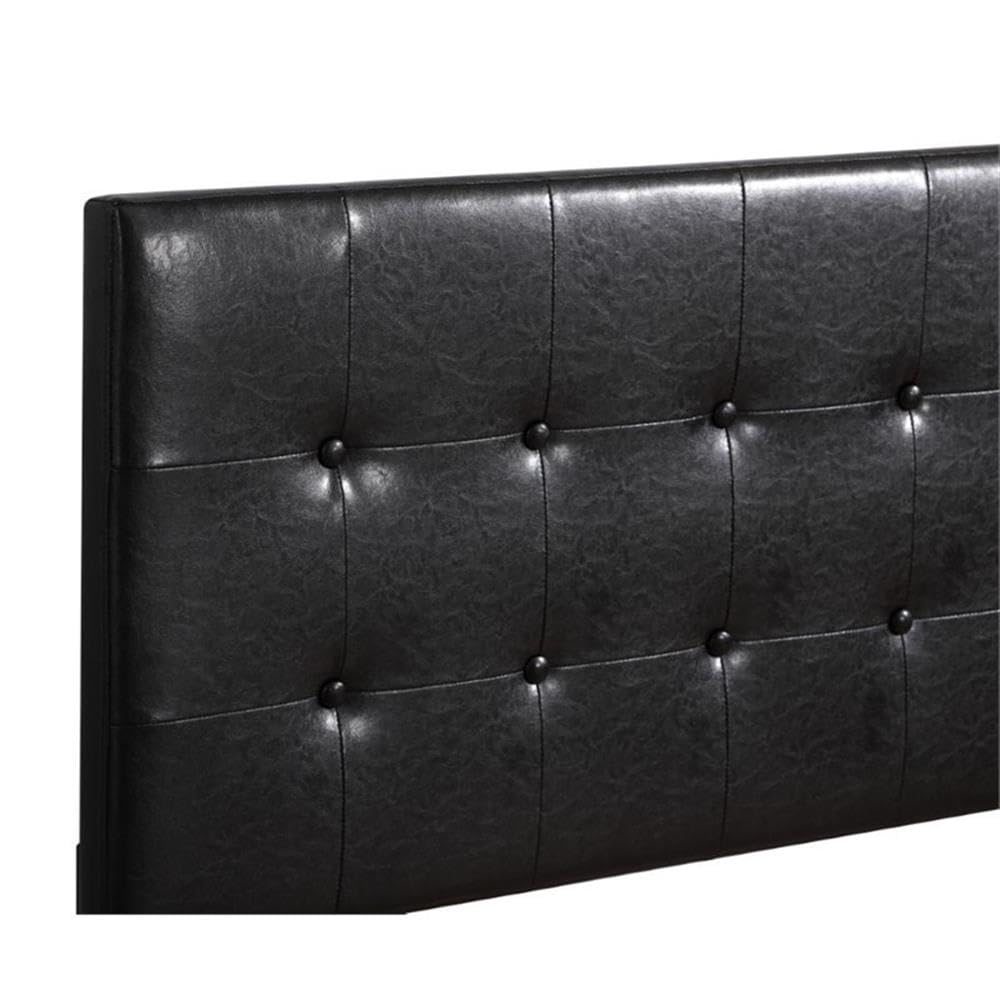 Glory Furniture Caldwell Faux Leather Panel Queen Bed Frame - Black Upholstered Headboard for Modern Bedroom Decor | Perfect for Master Bedrooms, Guest Rooms & Apartments