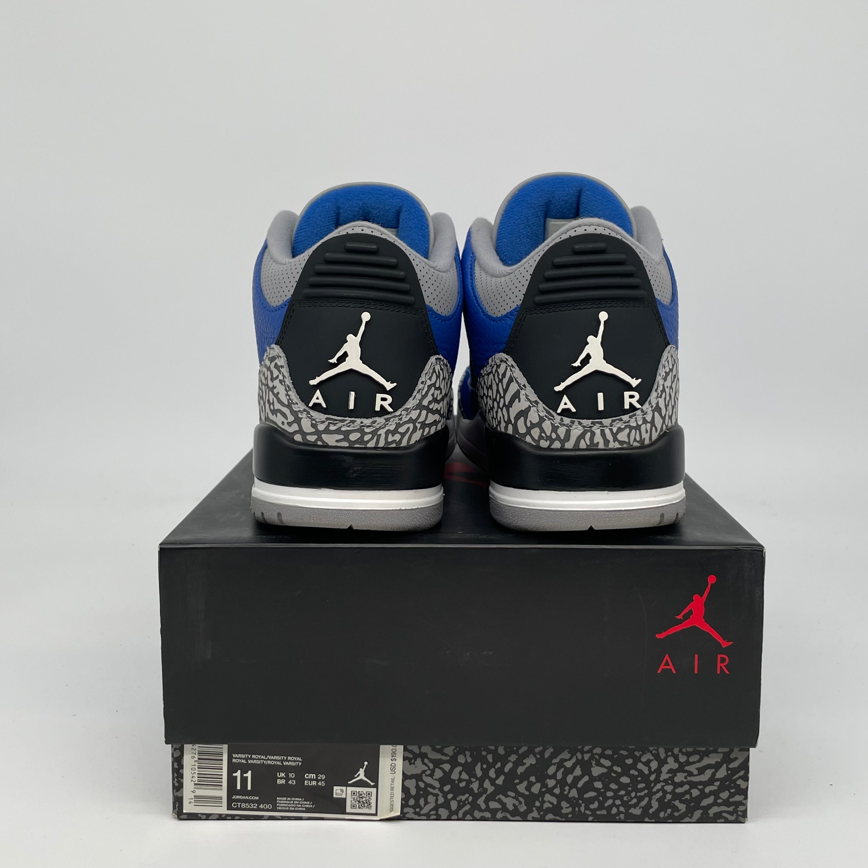 Original Air Jordan 3 Retro 'Royal Cement' Men's Basketball Shoes - Size 11 (CT8532-400) - Perfect for Streetwear & Sneaker Collectors