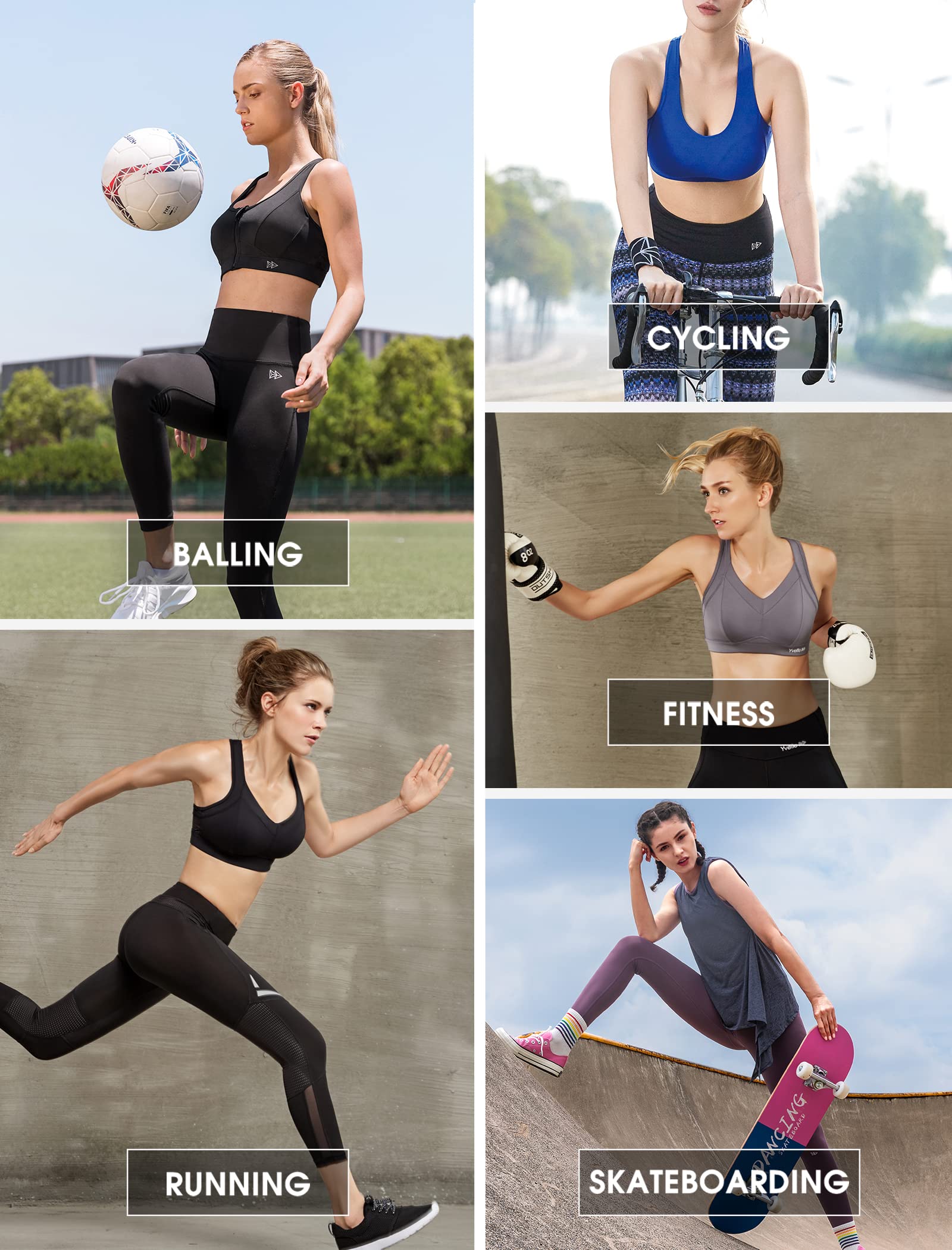 Yvette High Support Sports Bras for Women - Plus Size Racerback Workout Bra for Running & Large Bust - Full Coverage Gym & Yoga Activewear