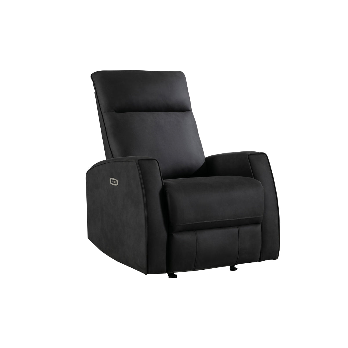 Black Microfiber Power Rocker Recliner with USB Charging Port - Electric Massage Chair for Living Room, Home Theater & Office - Comfortable Leather Reclining Sofa with Lumbar Support