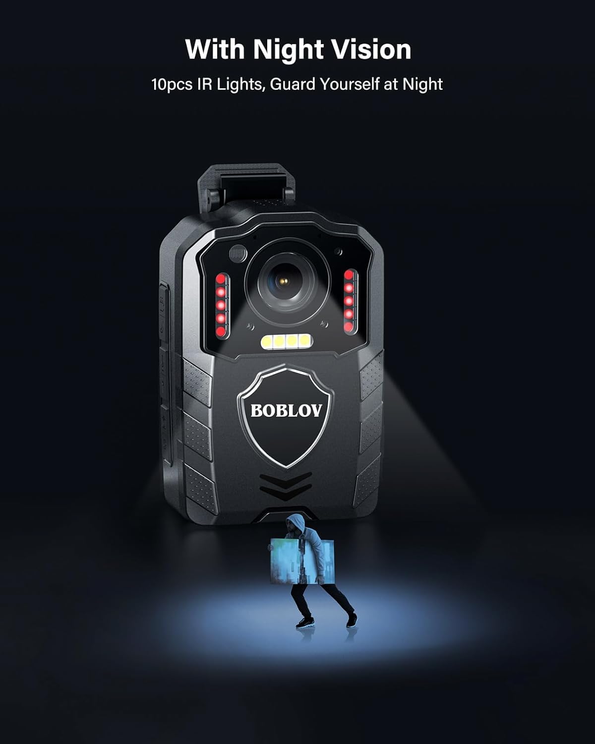 BOBLOV KJ25 1080P HD Body Camera with Night Vision, 64GB Storage & 3000mAh Battery for 13 Hours Recording - Pre/Post-Recording, Audio Capture - Ideal for Law Enforcement, Security Guards & Evidence Collection