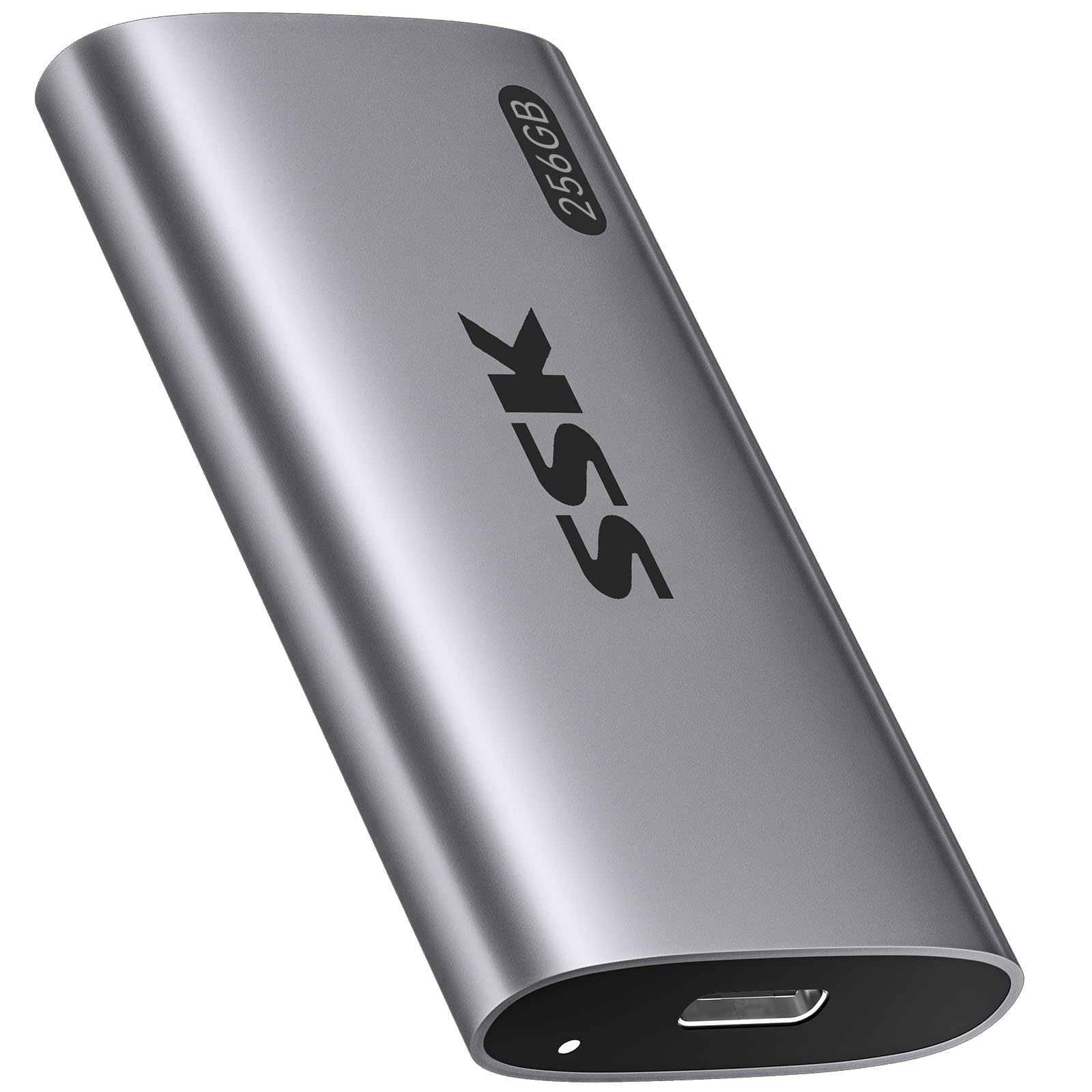 SSK 256GB Portable External SSD Hard Drive - USB 3.2 Gen 2 Fast Transfer up to 550MB/s - Compatible with iPhone 15/Pro, Windows PC, Mac, Android - LED Indicator, Trim & Smart Support - Perfect for Travel, Work, Gaming & Data Backup