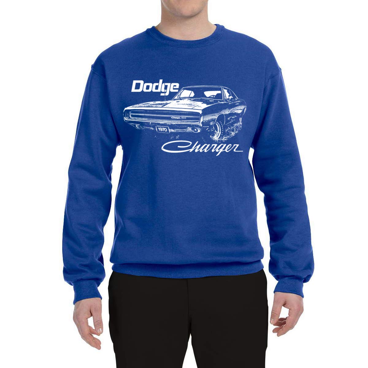 Vintage 1970 Dodge Charger Racing Graphic Sweatshirt for Men - Retro White Muscle Car Hoodie - Perfect for Car Enthusiasts & Casual Streetwear