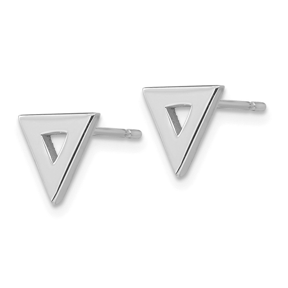 14K White Gold Open Triangle Stud Earrings for Women - 8mm Minimalist Geometric Dangle Earrings for Everyday Wear, Parties & Gifts