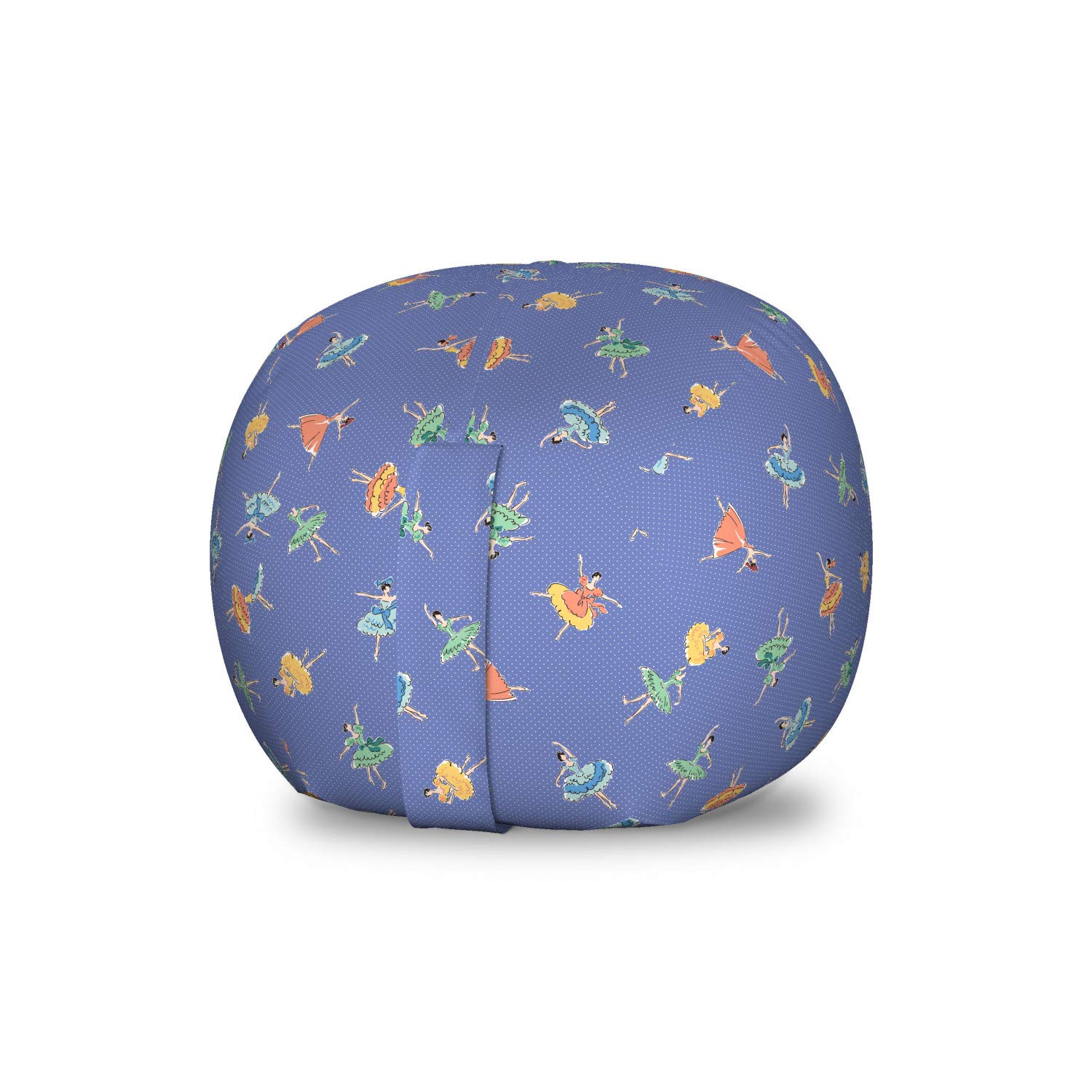 Ambesonne Ballerina Toy Storage Bag Chair - Washable Stuffed Animal Organizer with Women Dancing Motifs, Small Multicolor - Perfect for Kids' Room, Nursery, and Playroom Organization