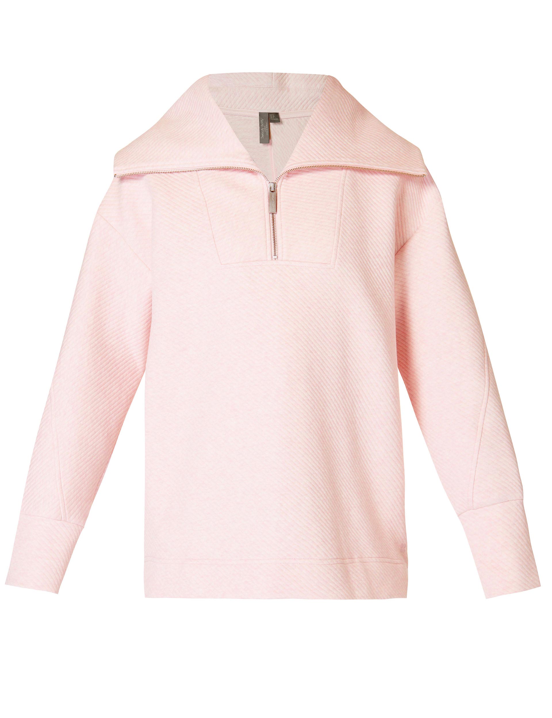 Radiant Half Zip Sweatshirt for Women - Soft Neutral Pink Pullover Hoodie | Cozy Casual Wear for Fall, Gym & Outdoor Activities