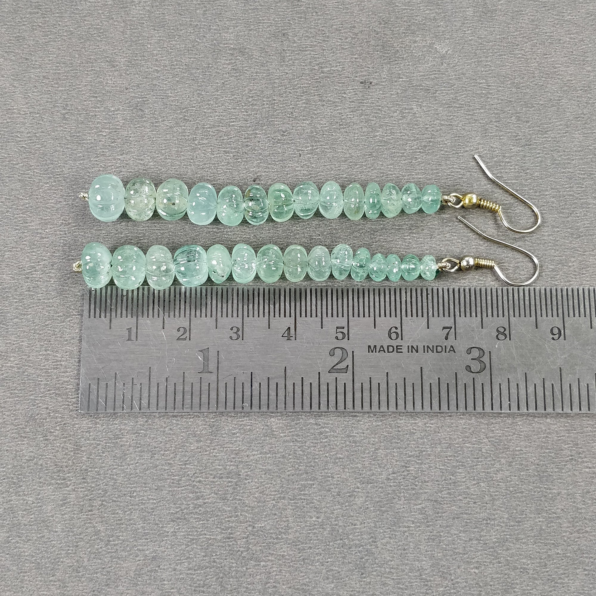 Natural Untreated Emerald Gemstone 925 Sterling Silver Beaded Hook Earrings - 50.10gms with 3.30ct Melon Beads | Elegant Jewelry for Women, Perfect for Weddings, Parties & Special Occasions