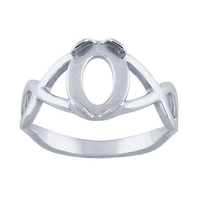 14K Sterling Silver Oval Cabochon Ring Mounting - 10x8mm & 14x10mm Size 7/8 - Perfect for Gemstone Jewelry Making & DIY Engagement Rings