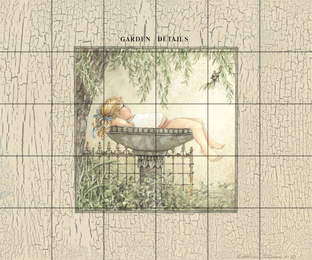 Tile Mural Kitchen Backsplash - Bathing Beauty Art by Catherine Simpson | Waterproof Peel & Stick Wall Decor for Kitchen, Bathroom, Laundry Room