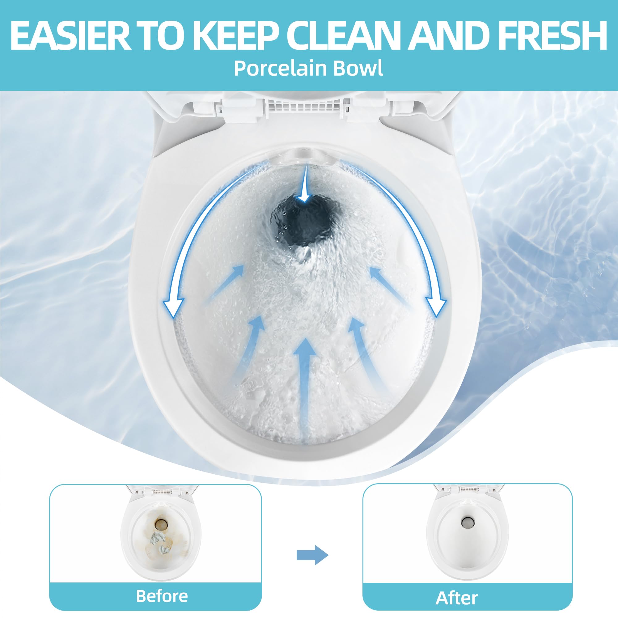 YITAMOTOR RV Toilet with Porcelain Bowl & Pedal Flush - High Profile Gravity Flush Toilet with Hand Sprayer for Motorhome, Caravan & Travel Trailers | Compact & Durable Plastic Toilet for Road Trips & Camping Adventures