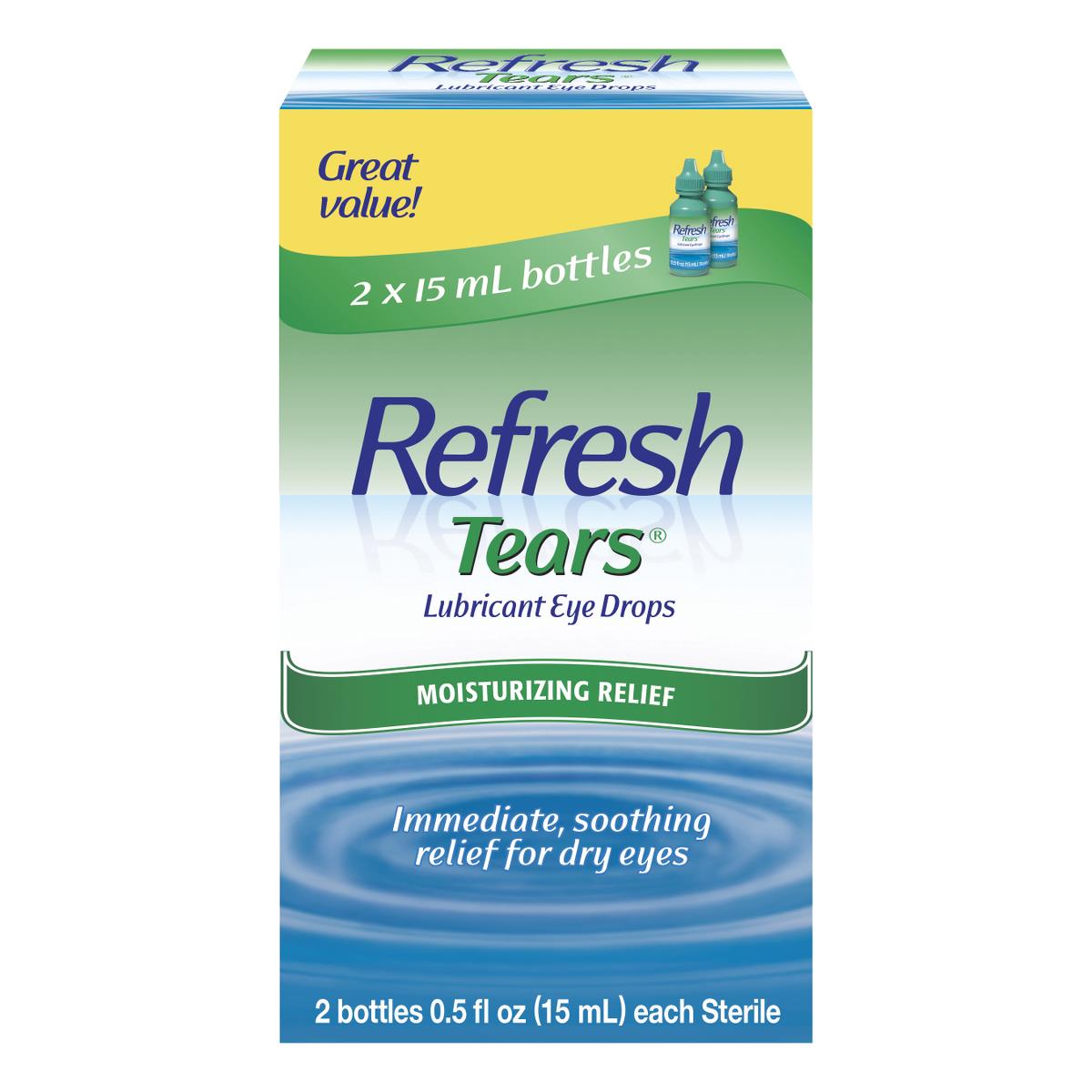 Refresh Tears Lubricant Eye Drops for Dry Eyes Relief - Soothing & Moisturizing Formula for Contact Lens Wearers & Computer Users - Day & Night Use
