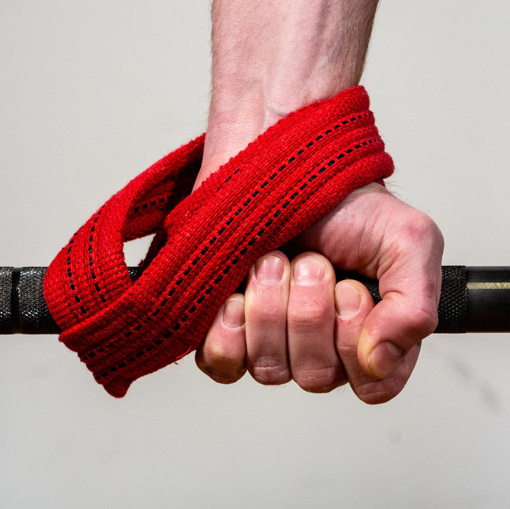 Serious Steel Red Figure 8 Lifting Straps - Heavy Duty Weight Lifting Wrist Support for Powerlifting, CrossFit & Gym Training - Perfect for Deadlifts, Pull-ups & Strength Exercises