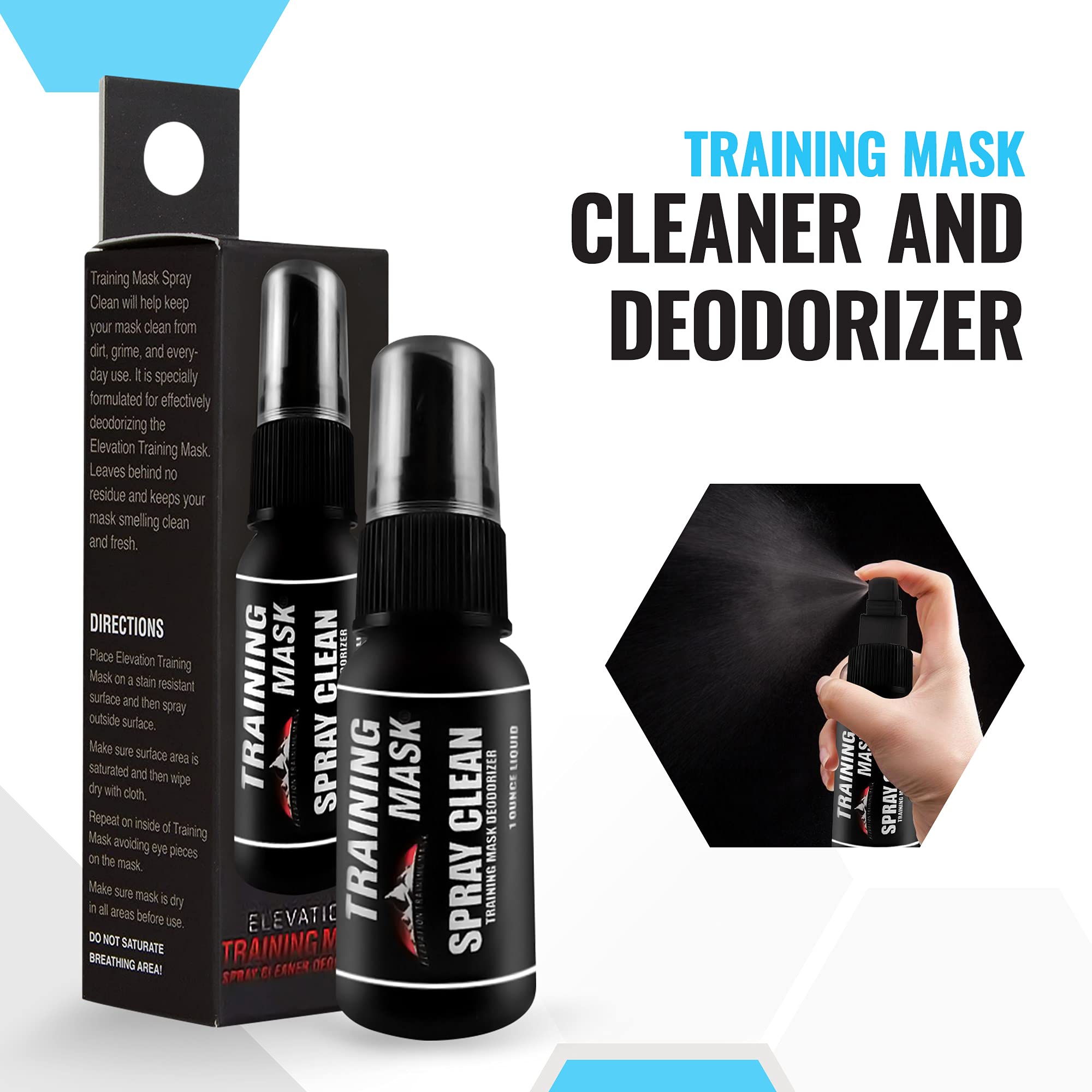 TRAININGMASK Multipurpose Face Mask Spray - 1 fl oz Odor Eliminator & Fabric Refresher for Masks, Gears & Sports Equipment | Fresh Scent Deodorizing Spray for Gym, Workout & Outdoor Activities