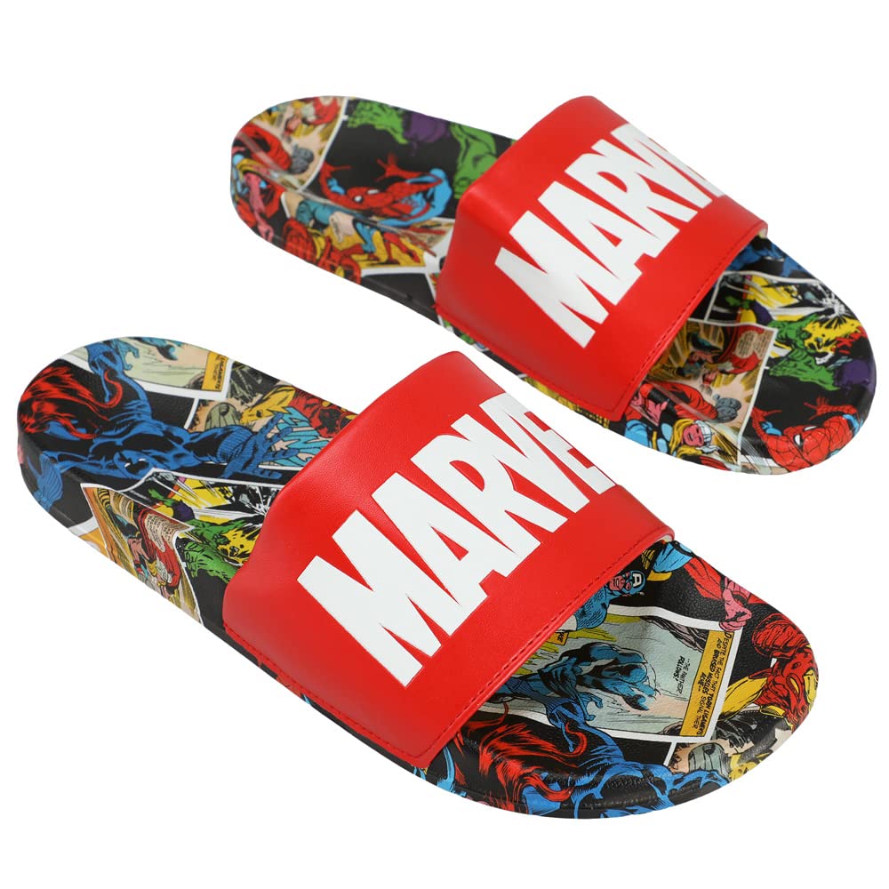Marvel Superhero Characters Men's Slides - Comfortable Superhero Themed Sandals for Men | Perfect for Pool, Beach, and Casual Wear