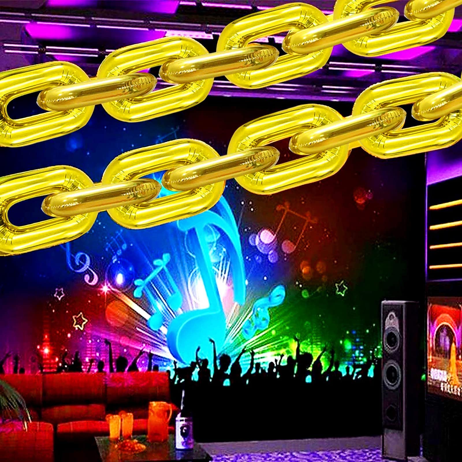 32 Pcs 32 Inch Foil Chain Balloons - Jumbo 80s 90s Party Decorations, Giant Gold Balloon Chains for Birthday, Graduation, New Year & Retro Themed Parties