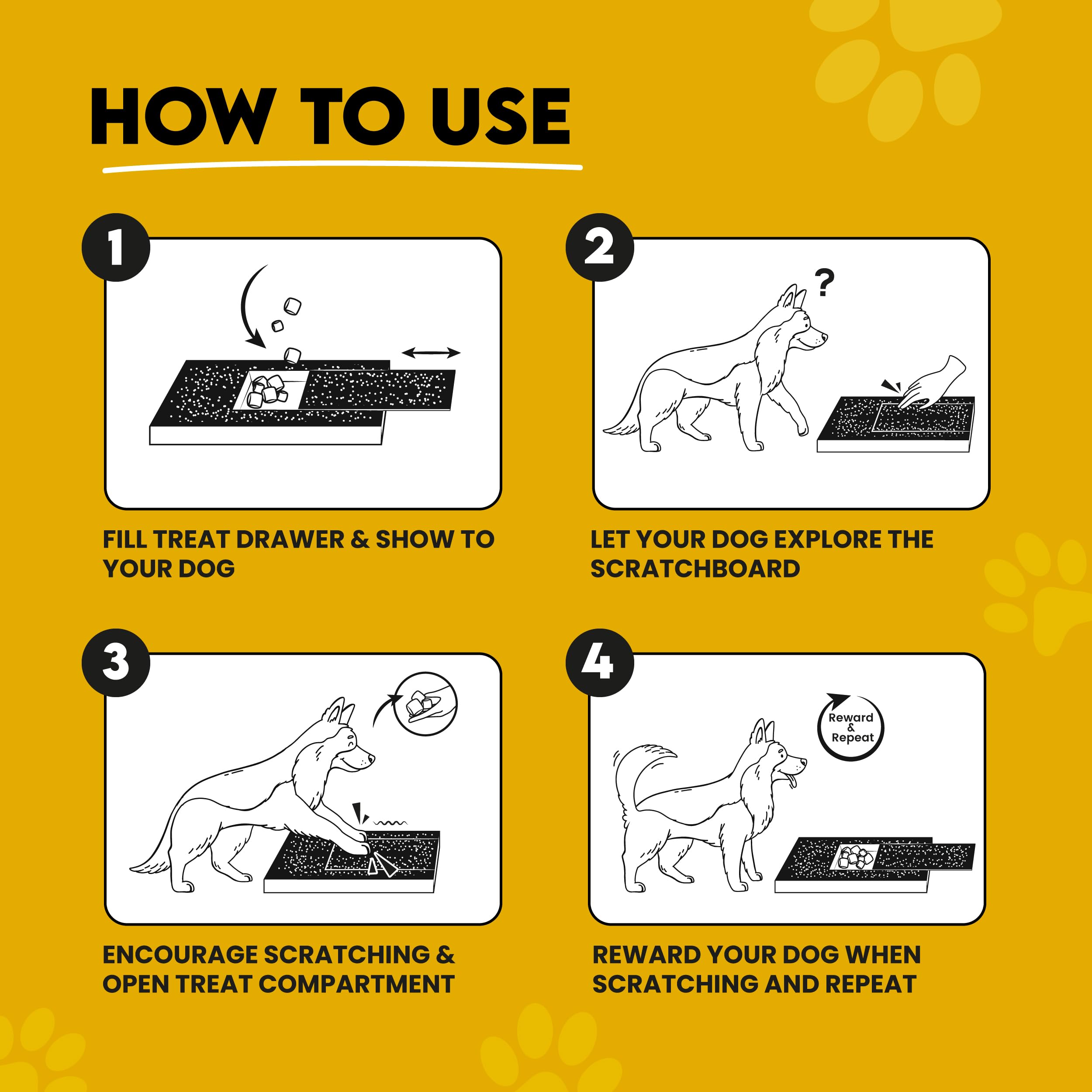 Dog Nail Scratch Board with Treat Box - Durable Pet Nail File & Scratch Pad for Dogs & Cats - Ergonomic Handle Design - Includes Free Replacement Sandpaper - Perfect for Grooming, Training & Stress Relief at Home