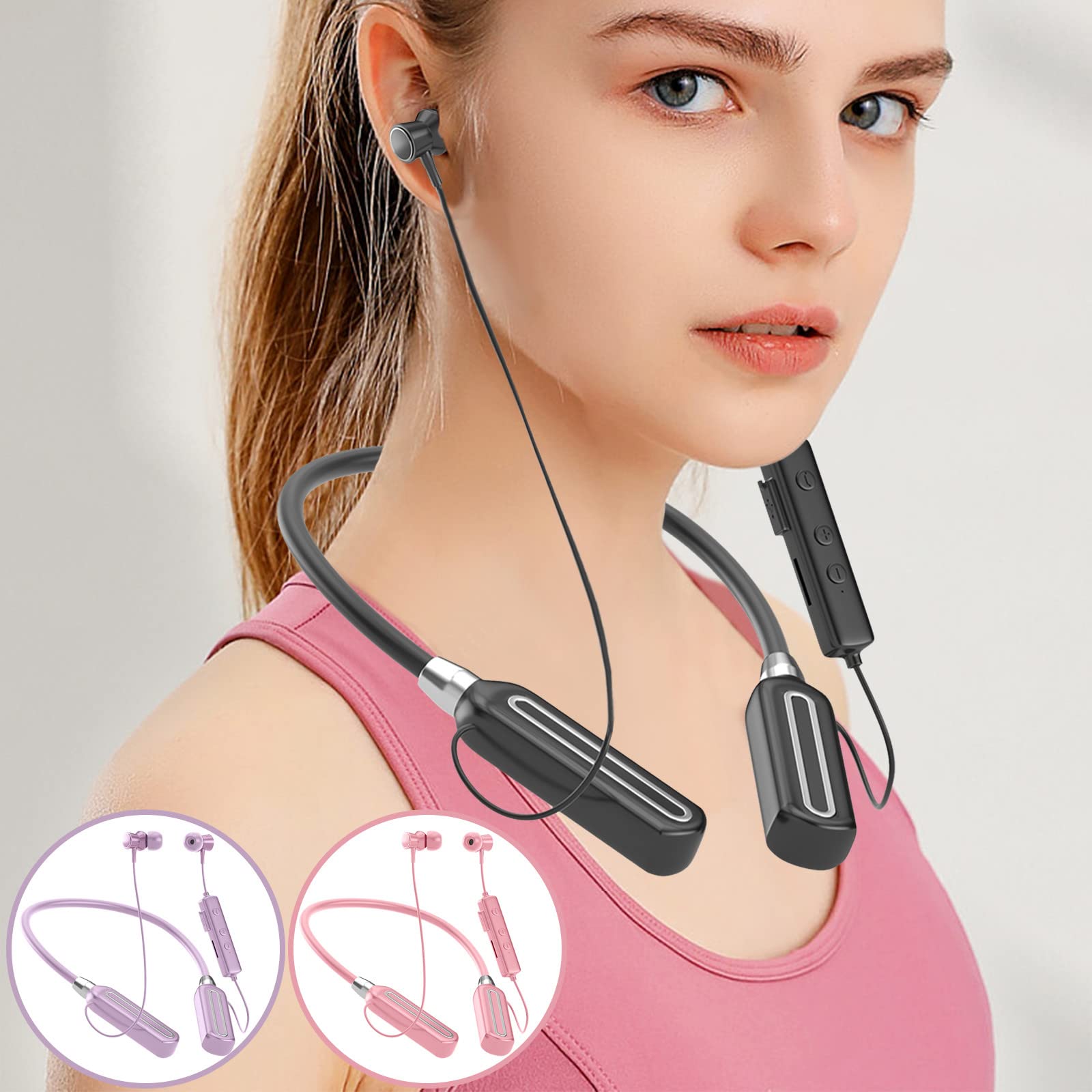 Wireless Bluetooth Neckband Headphones - Sports Earbuds with High Power Stereo Sound, Sweatproof & Waterproof for Running, Gym, Work & Travel | Comfortable Neck-Mounted Design for All-Day Use