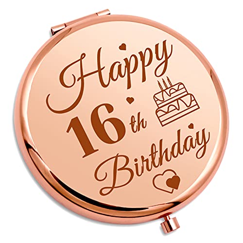 Sweet 16 Birthday Gifts for Teen Girls - Personalized Rose Gold Compact Mirror for Daughter, Granddaughter, Friend & Niece | 16th Birthday Gift Ideas for Her | Travel Makeup Mirror for Teens | Perfect for Prom, Graduation & Special Occasions