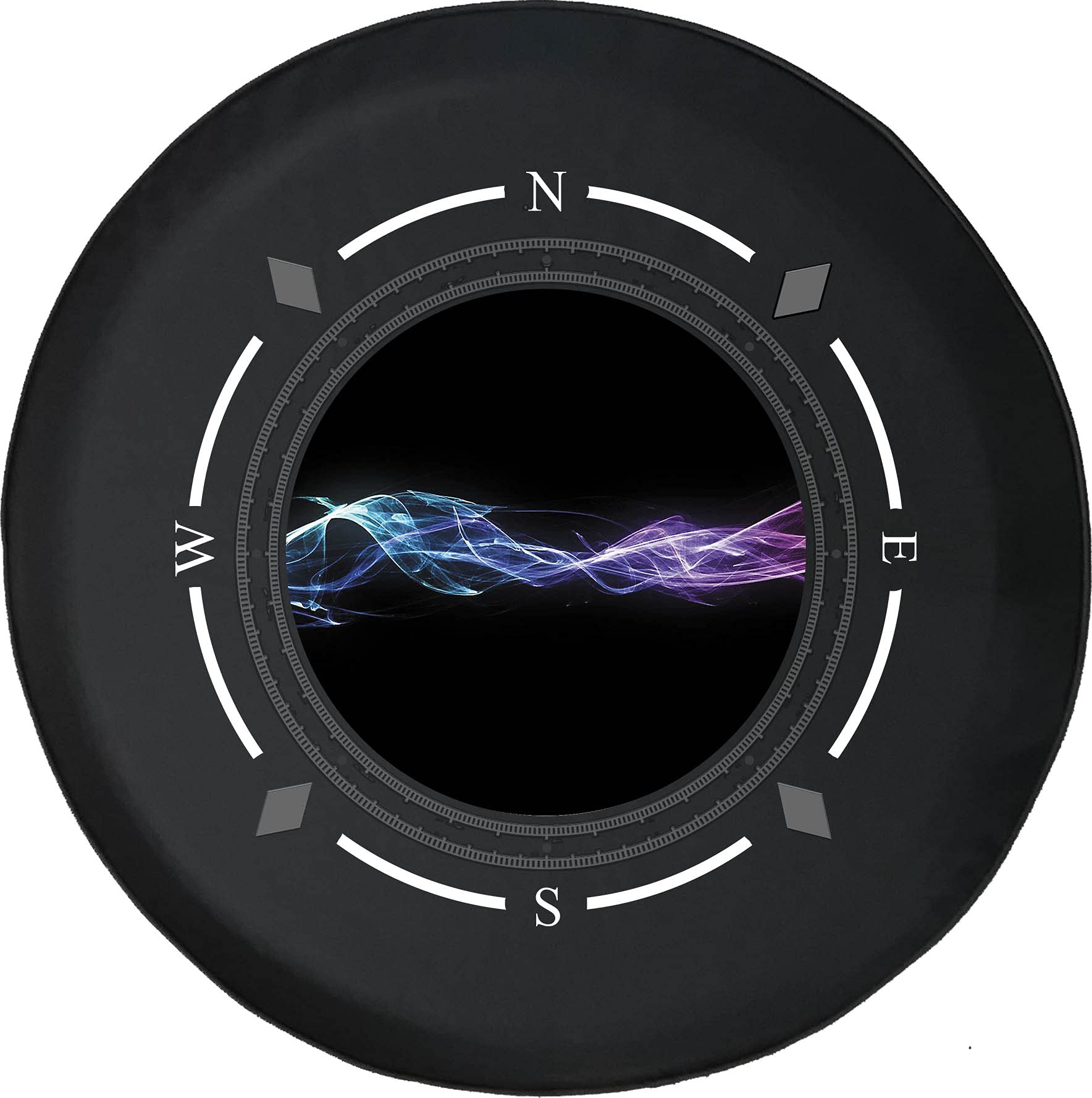 American Unlimited Spare Tire Cover with Compass & Neon Sound Waves Design - Durable Wheel Cover for SUV, Trailer, RV Accessories | Waterproof & UV Resistant for Outdoor Adventures, Road Trips & Music Festivals