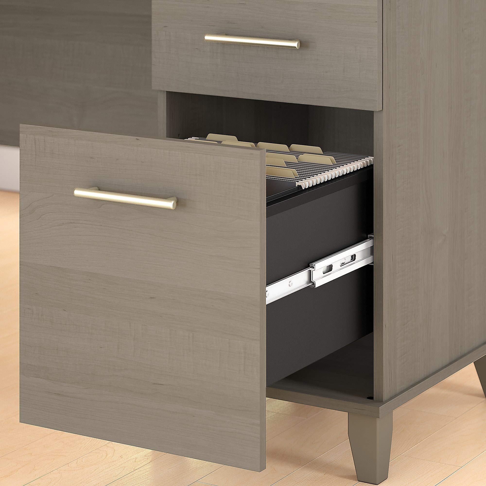Bush Furniture Somerset L-Shaped Desk with Hutch & Lateral File Cabinet - Home Office Desk for Small Spaces, Work from Home Setup, Study & Writing