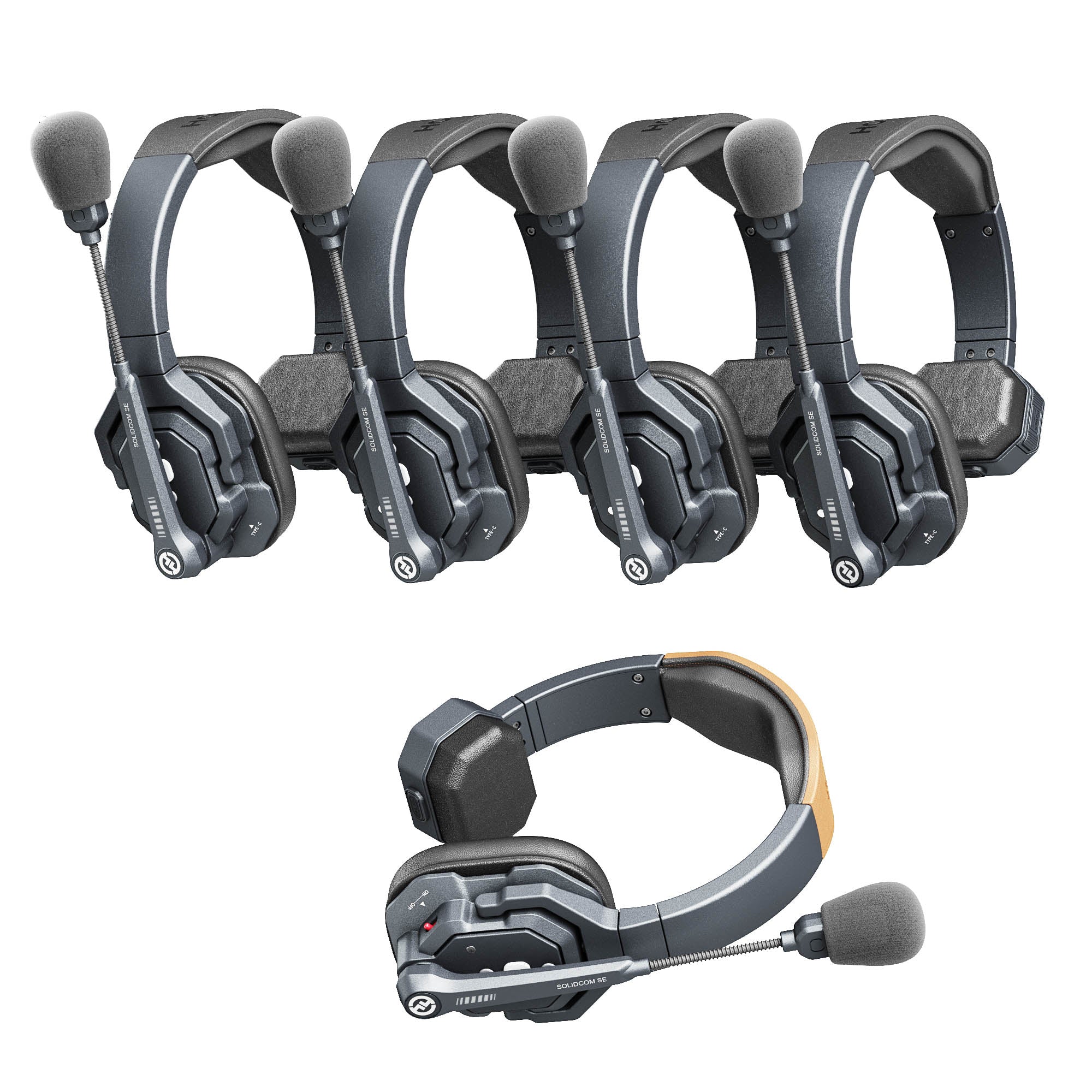 Solidcom SE 5S 5-Person Wireless Intercom System with Noise Cancelling Headsets - Perfect for Construction Sites, Warehouses, and Team Communication